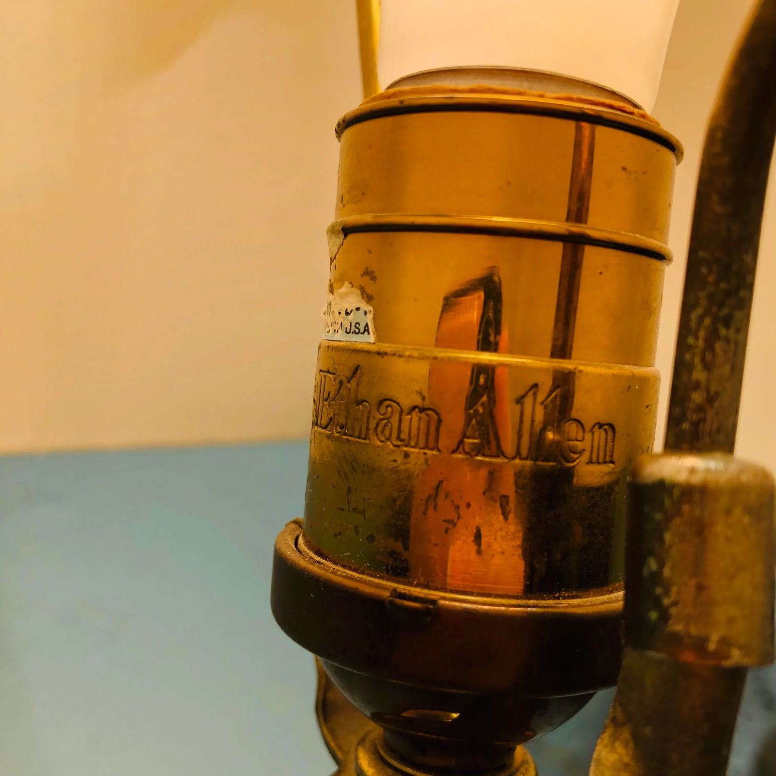 Ethan Allen Brass Table Lamp With Fluted Body - 5