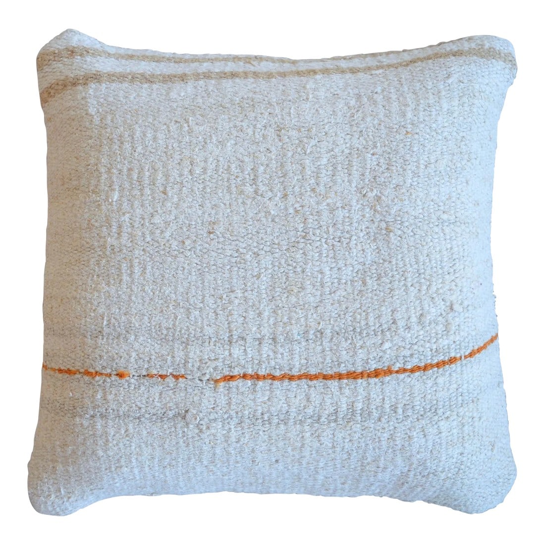 Vintage Handmade Hemp Kilim Rug Pillow Cover: Dimensions: 16" x 16" Material : Hemp on hemp. Made from Vintage Turkish hemp kilim rug. Back side is high quality cotton Condition: New from old kilim rugs Please note: Insert not included. Cover