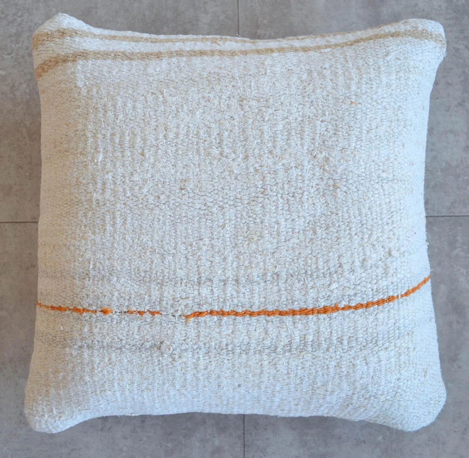 Vintage Handmade Hemp Kilim Rug Pillow Cover - 4