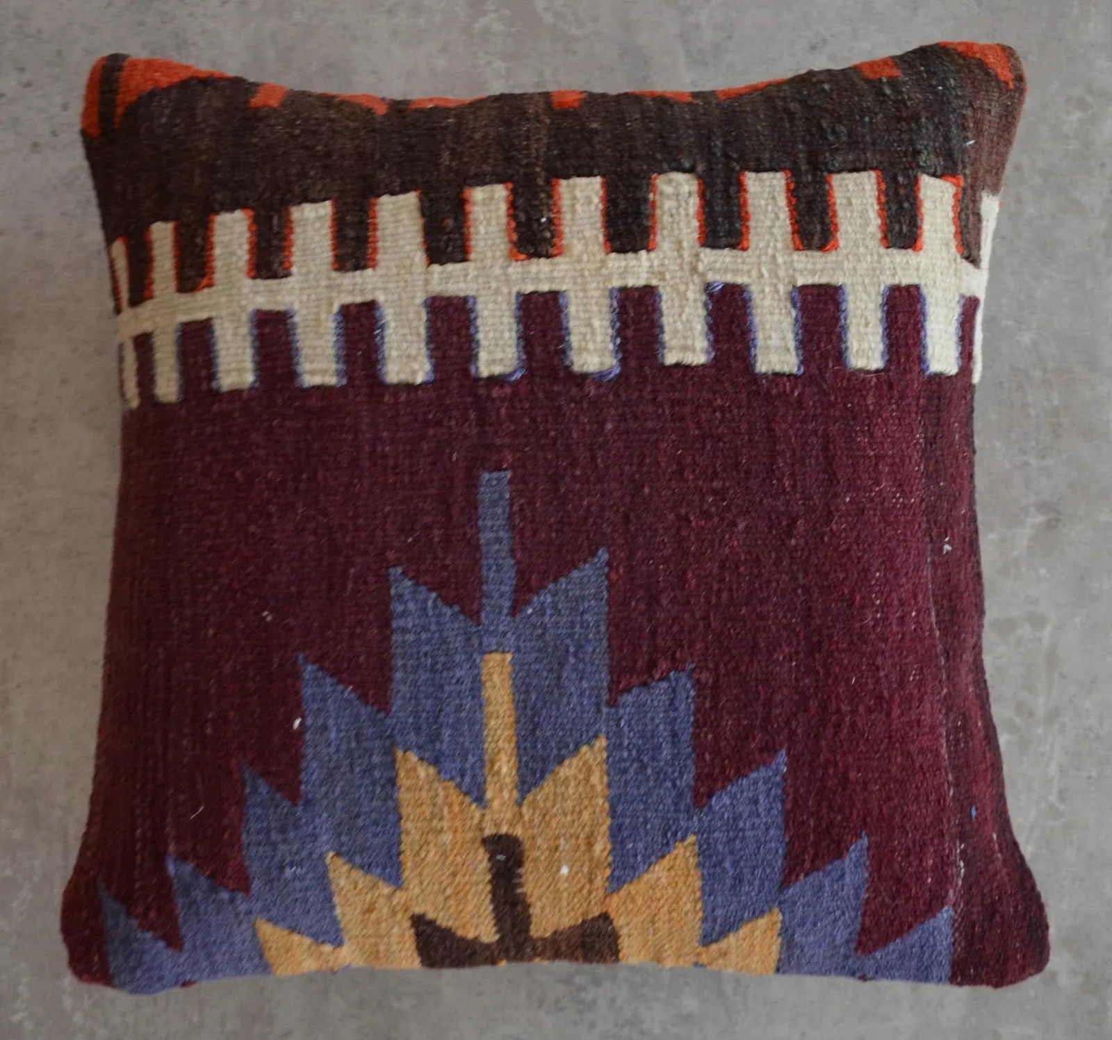 Vintage Handmade Kilim Rug Pillow Cover - 4