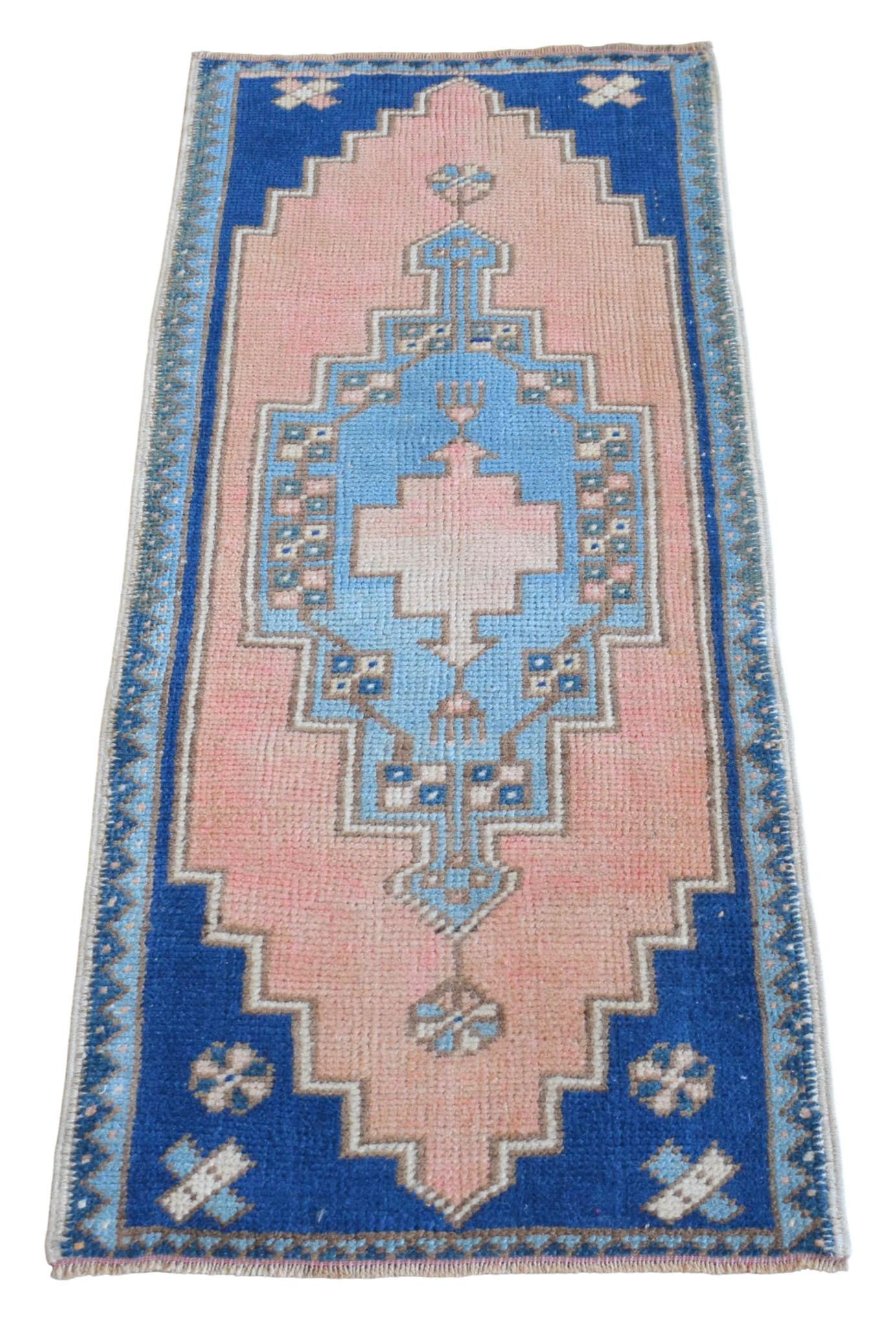 1970s Vintage Hand Knotted Turkish Rug Decorative Accent for Small Spaces- 1"²11"³ Ã - 7