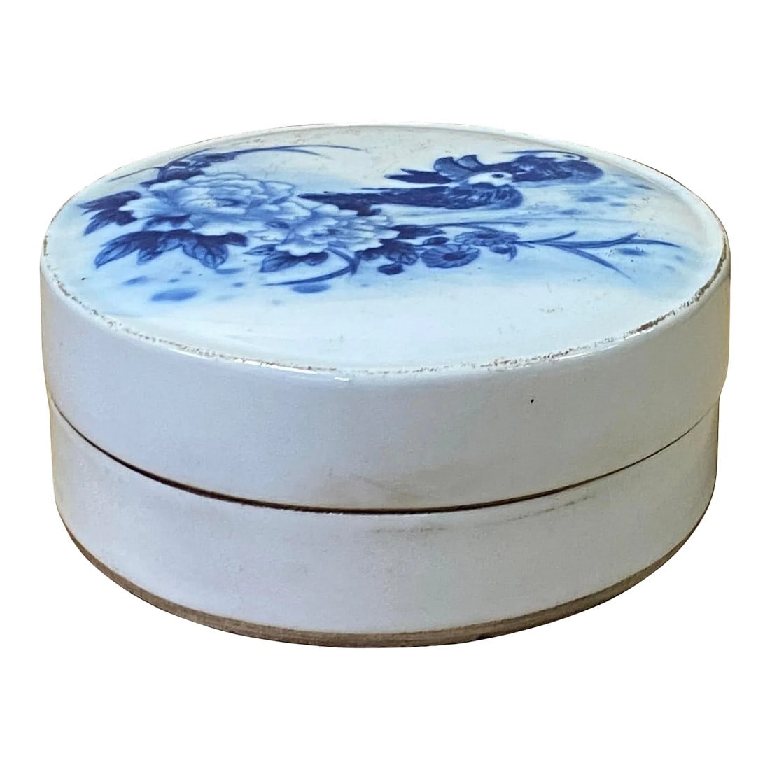 Chinese Blue White Porcelain Graphic Accent Round Box Display (1 of 5)