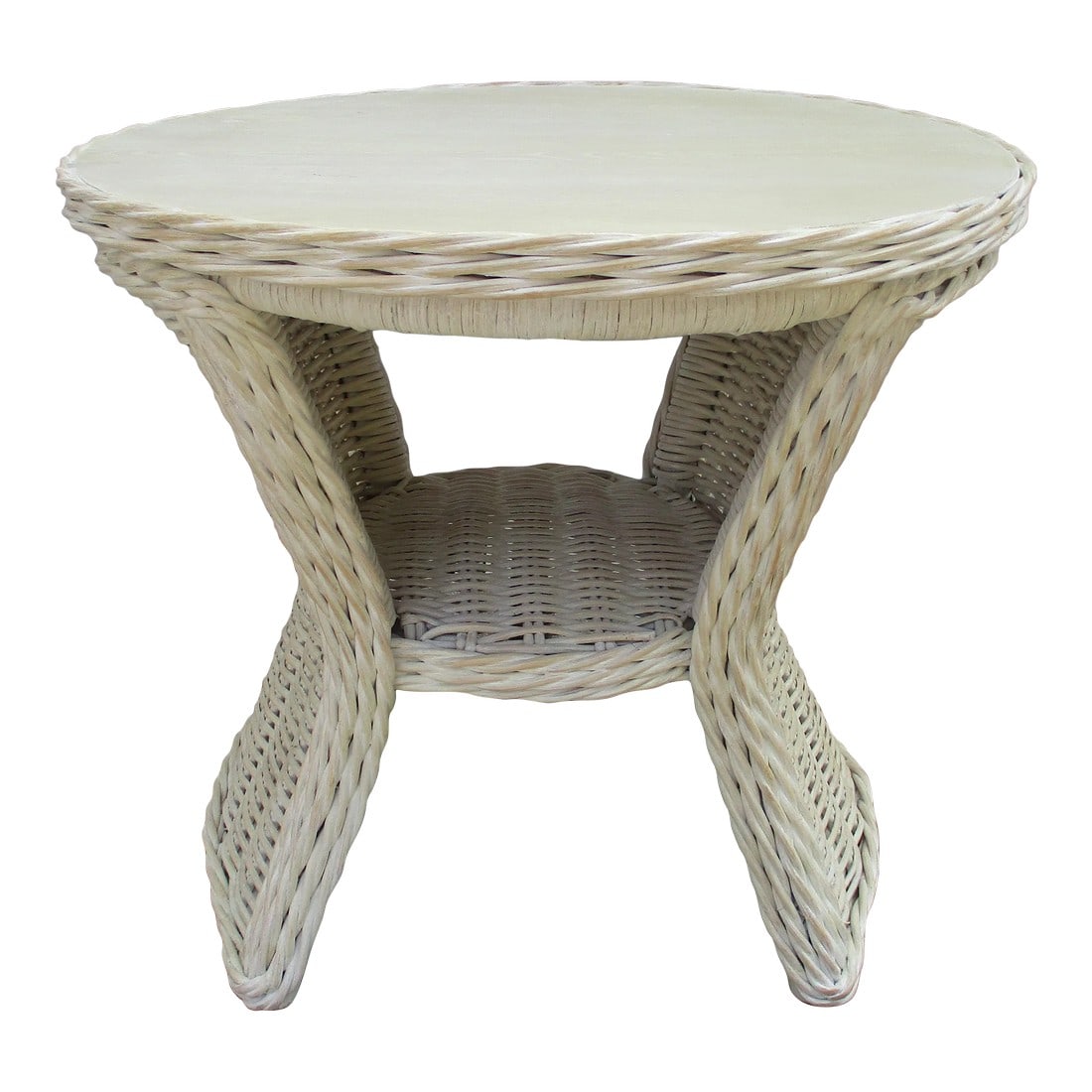 Rattan Wicker Round Hourglass Shaped Side Table (1 of 11)