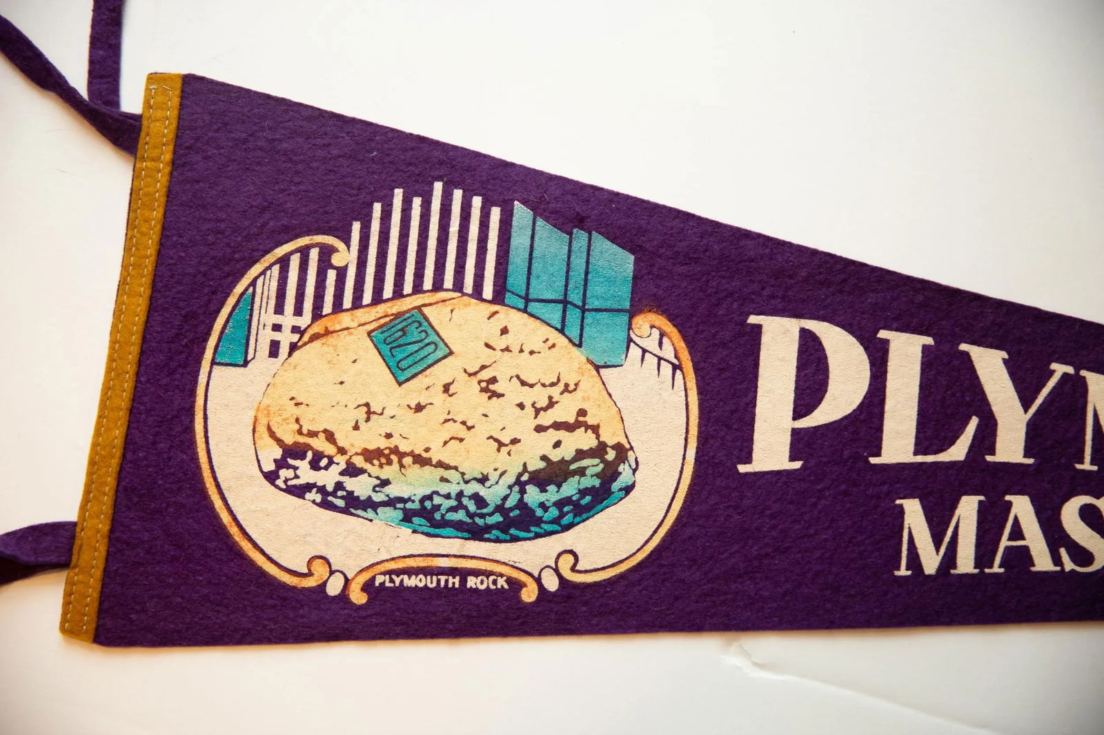 Vintage Plymouth Ma Felt Flag - 2