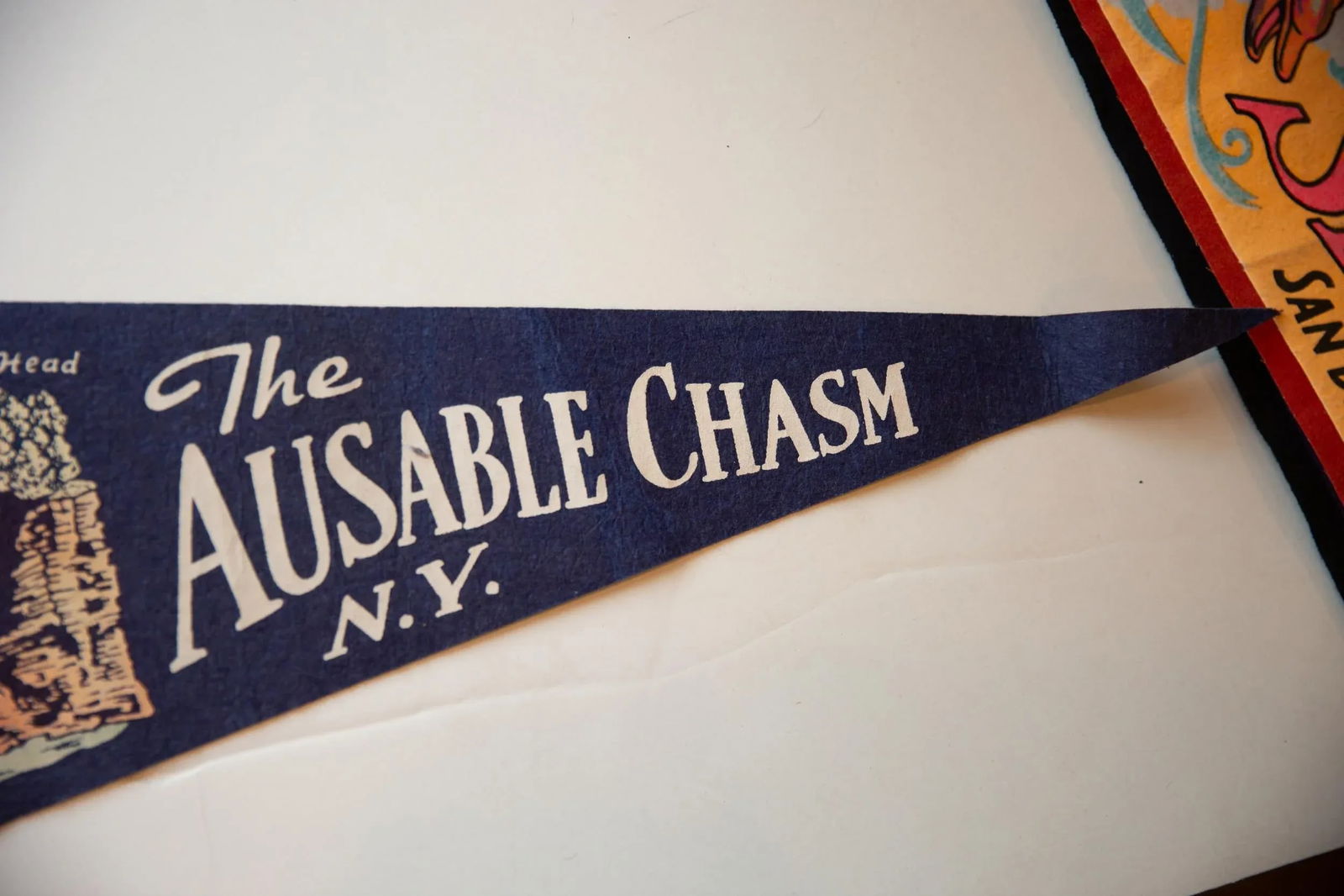 Vintage Ausable Chasm Ny Felt Flag - 2