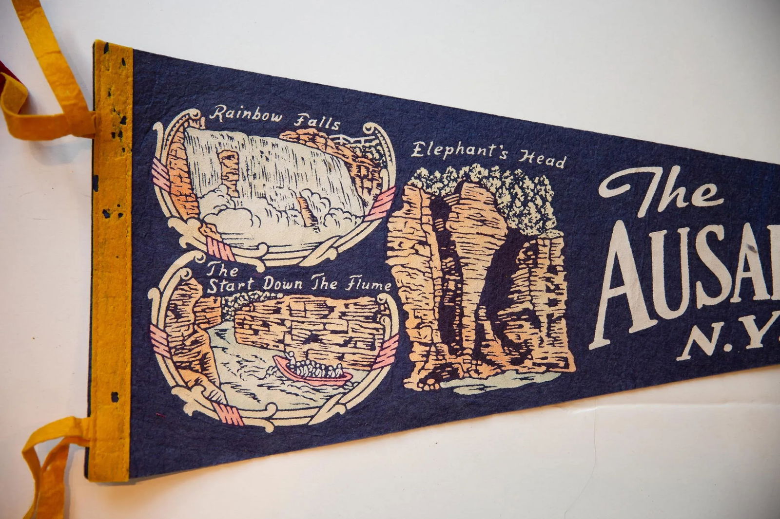 Vintage Ausable Chasm Ny Felt Flag - 3