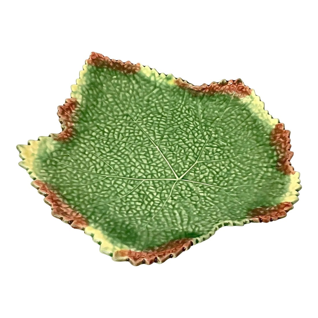 Vintage Bordallo Pinheiro Portugal Majolica Leaf Platter, Autumn Harvest (1 of 7)