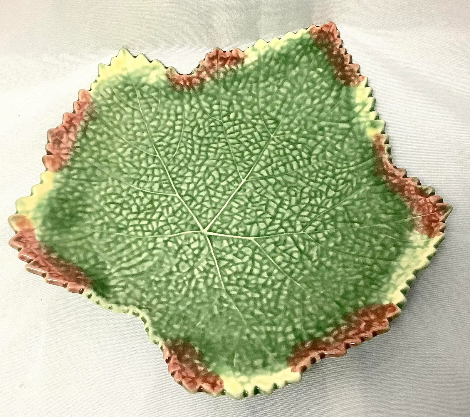 Vintage Bordallo Pinheiro Portugal Majolica Leaf Platter, Autumn Harvest - 2