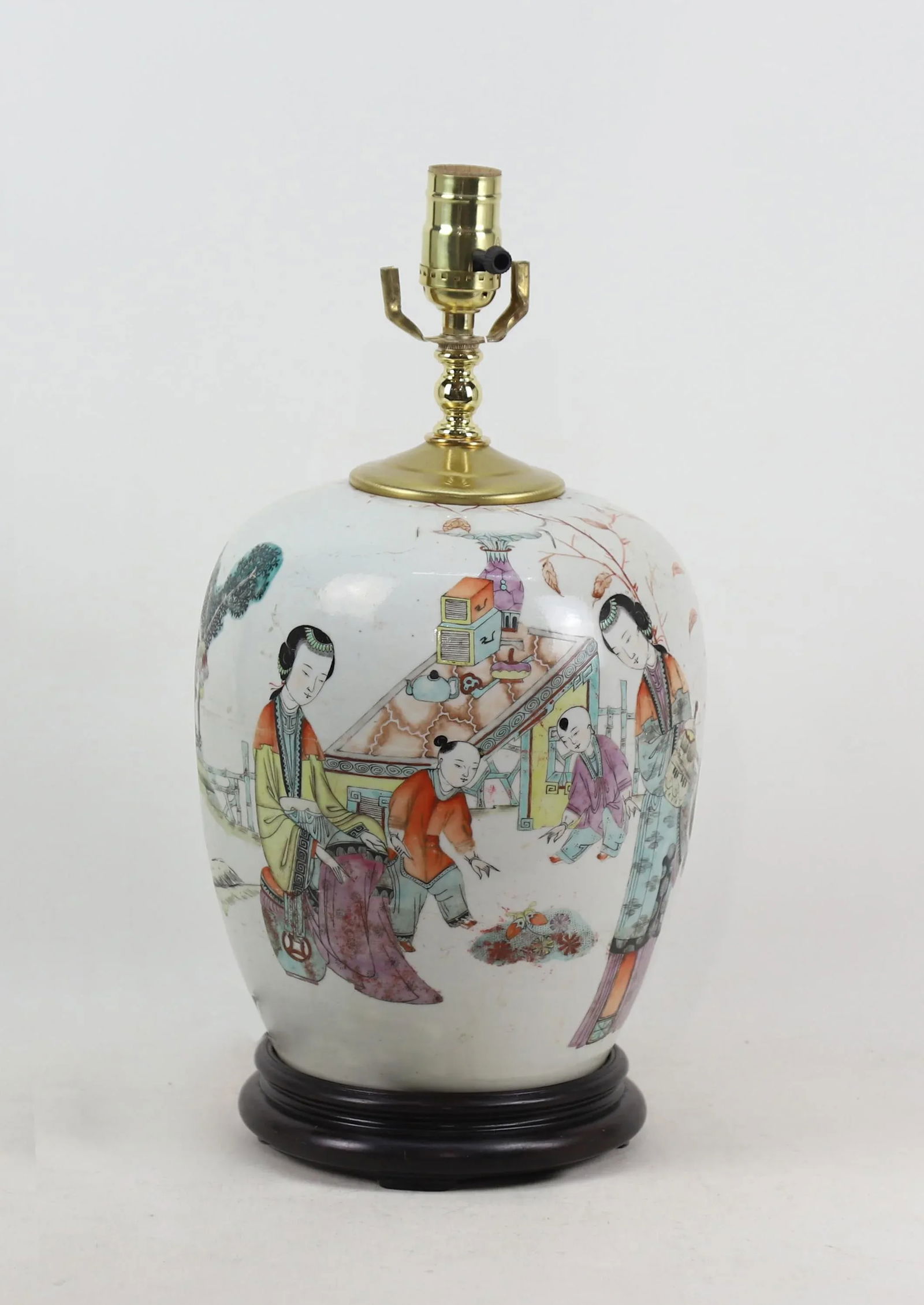 Chinese Antique Famille Rose Porcelain Vase Table Lamp - 11