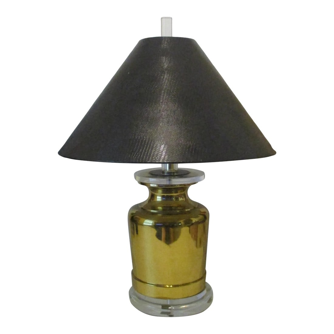 1970s Chapman Brass Lucite Ginger Jar Black Snakeskin Pattern Shade Table Lamp (1 of 12)