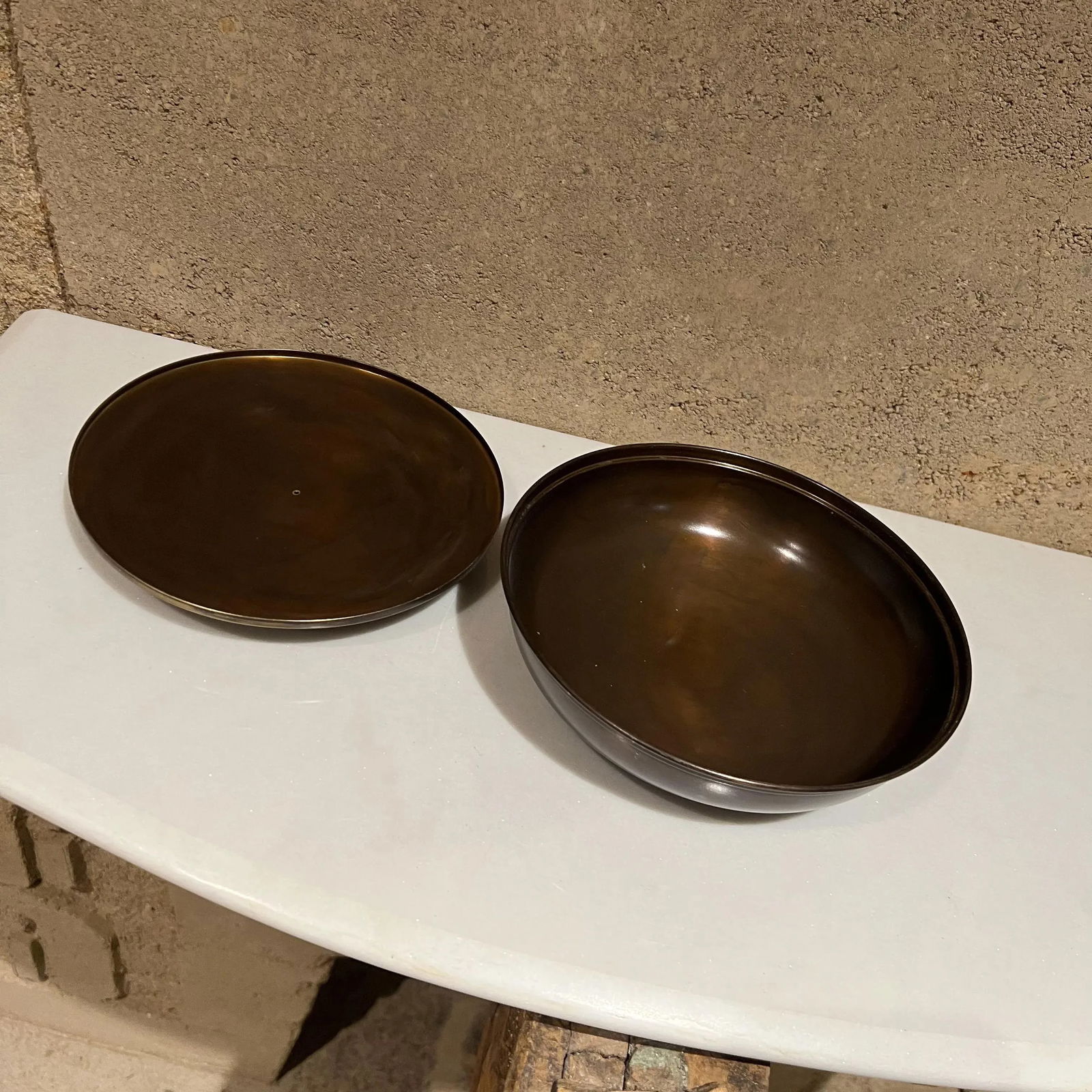 1950s Vintage Midcentury Lidded Bowl in Patinated Brass Style Tommi Parzinger - 4