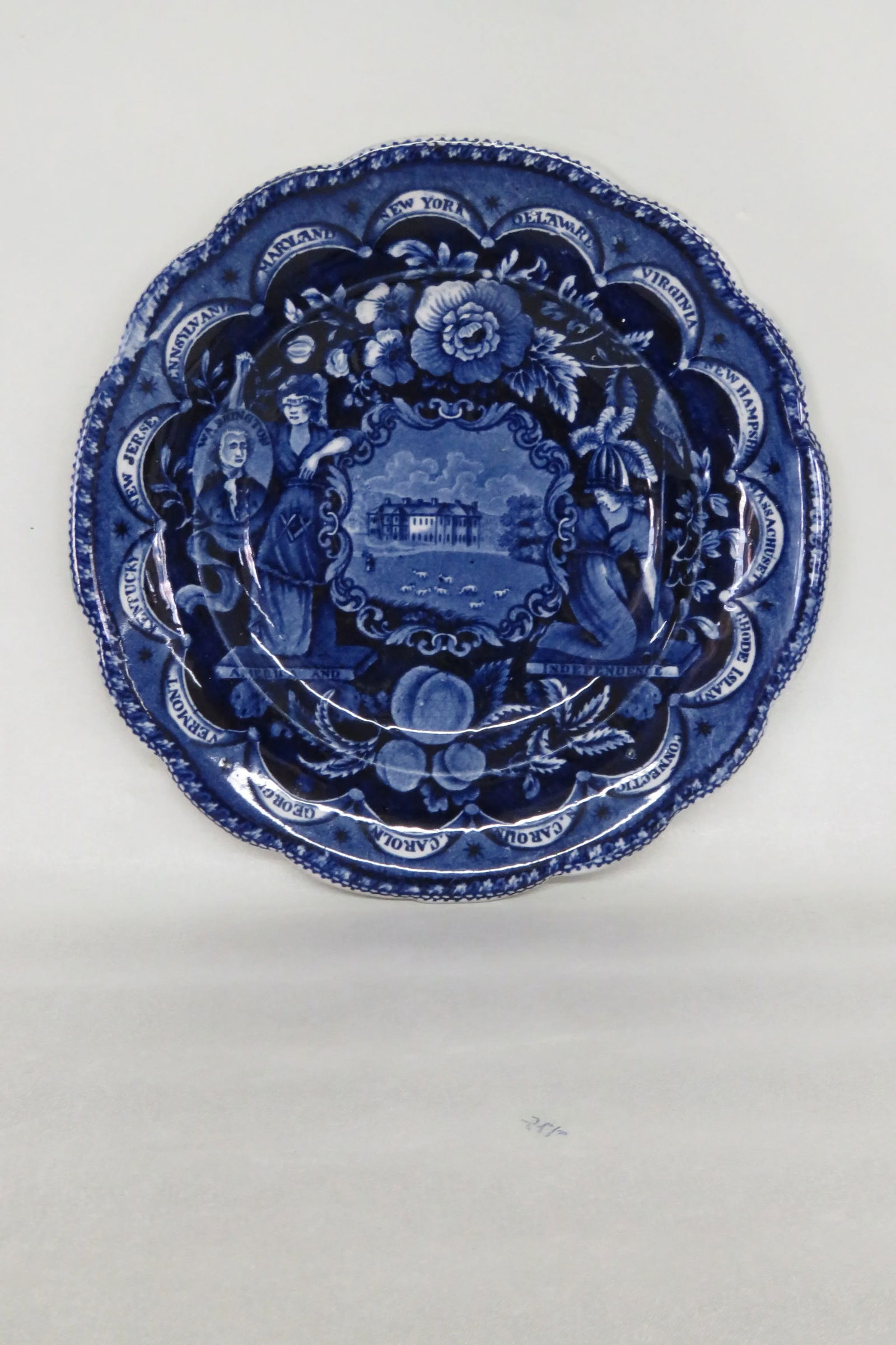 Historical Blue Staffordshire States Pattern Plate - 10