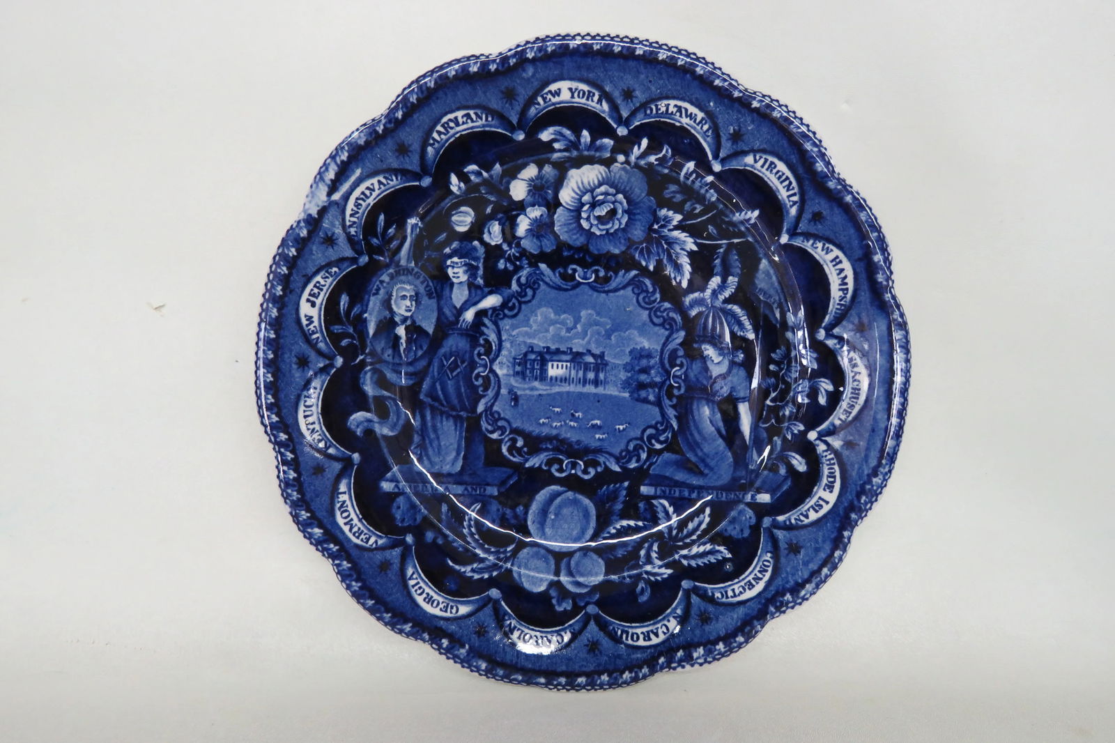 Historical Blue Staffordshire States Pattern Plate - 13