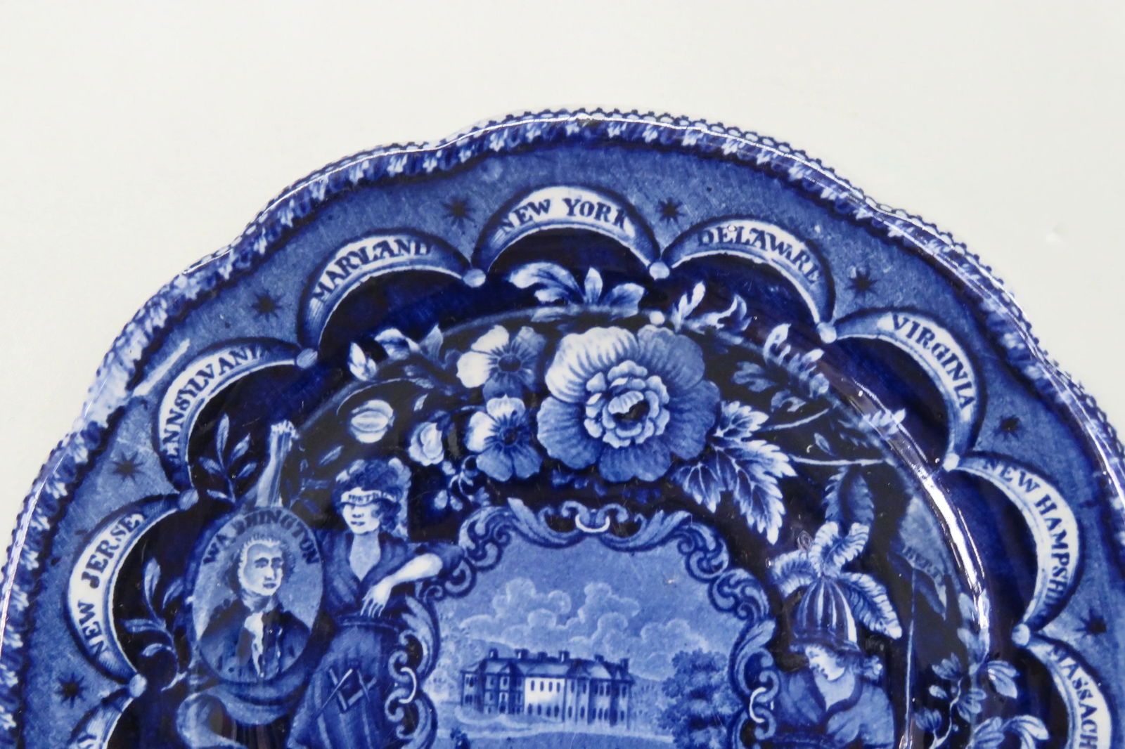 Historical Blue Staffordshire States Pattern Plate - 4