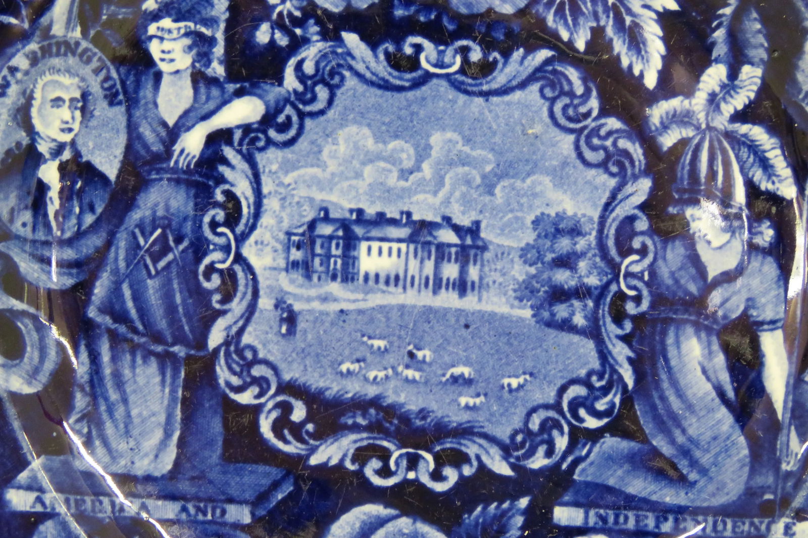 Historical Blue Staffordshire States Pattern Plate - 6