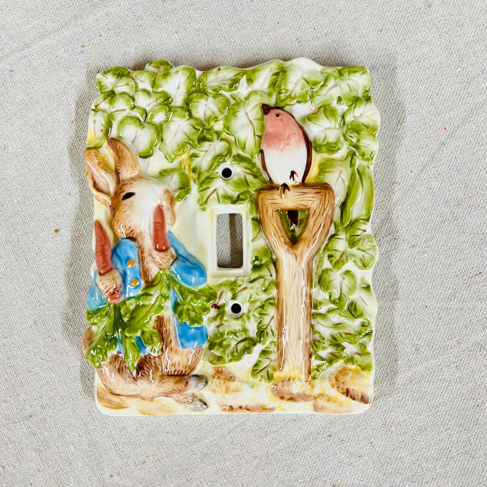 Rare Hand Painted Late 20th Century Beatrix Potter Light Switch Cover - 4