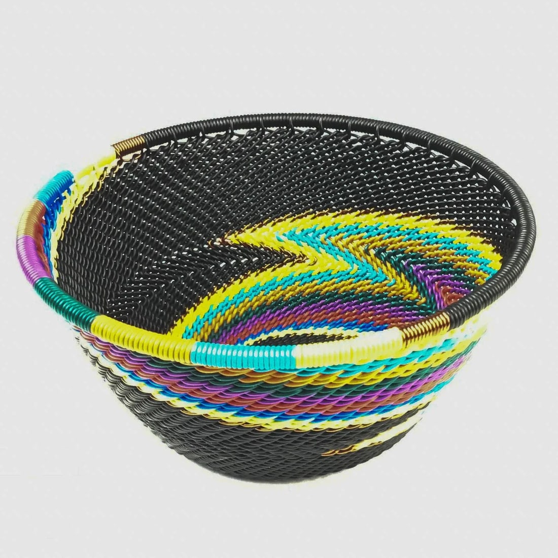 Vintage African Wire Artisan Woven Basket - 11