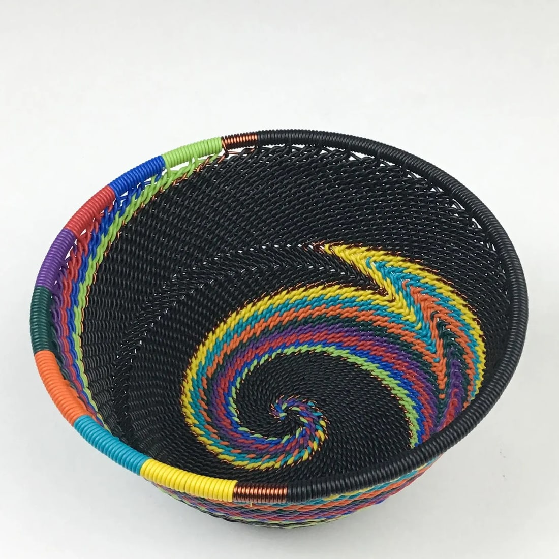 Vintage African Wire Artisan Woven Basket - 5