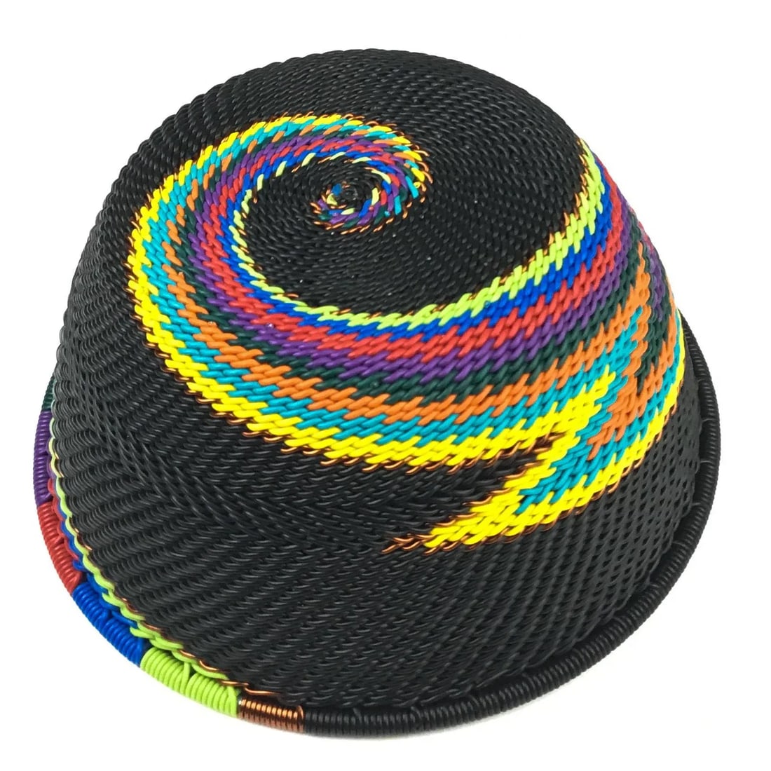 Vintage African Wire Artisan Woven Basket - 8