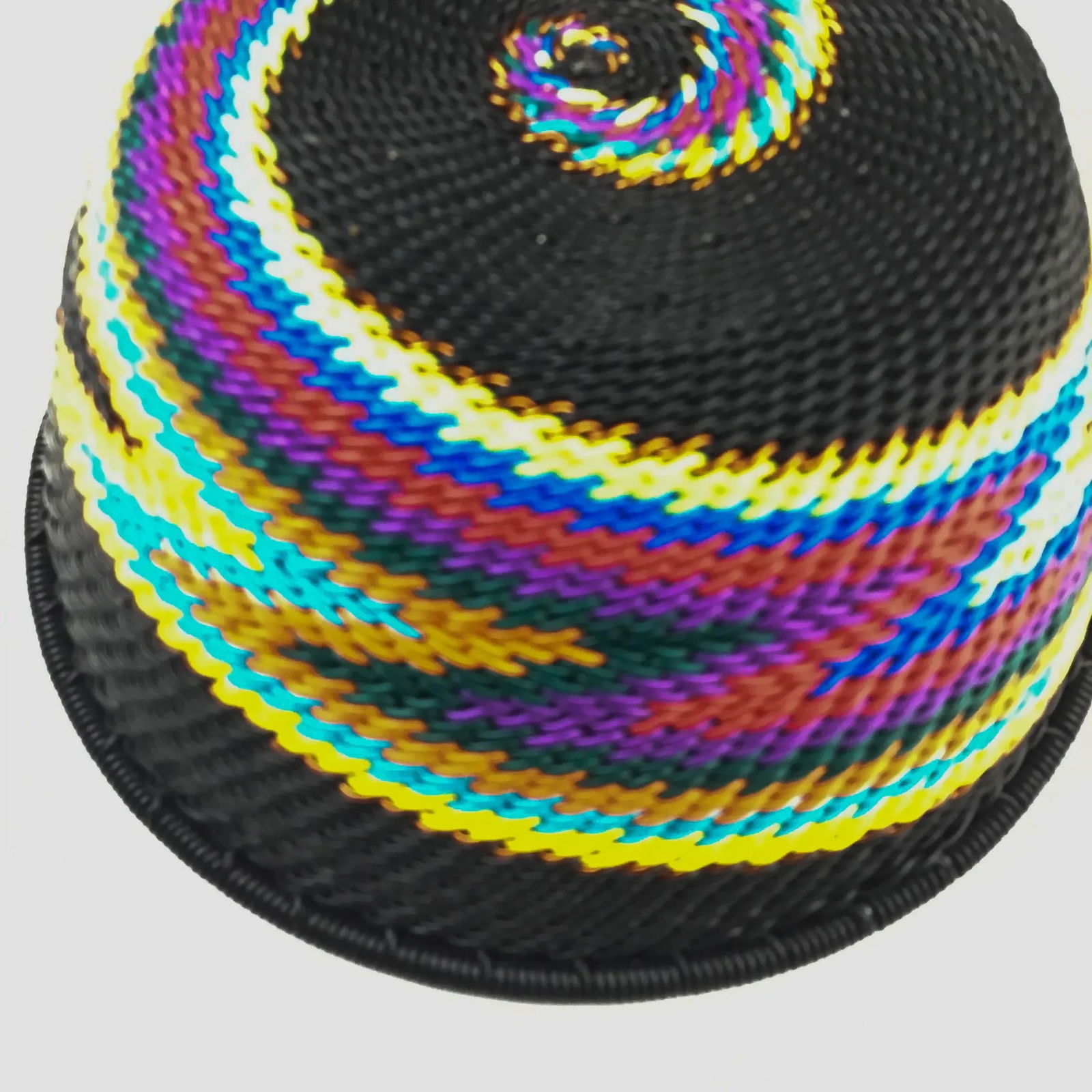 Vintage African Wire Artisan Woven Basket - 9