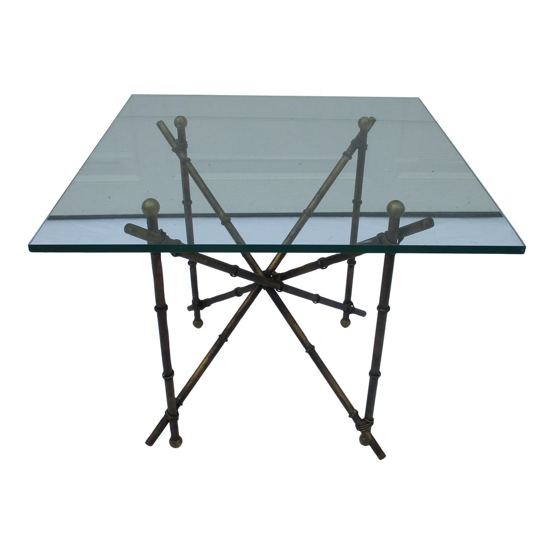 Brass and Glass Faux Bamboo Side Table (1 of 10)