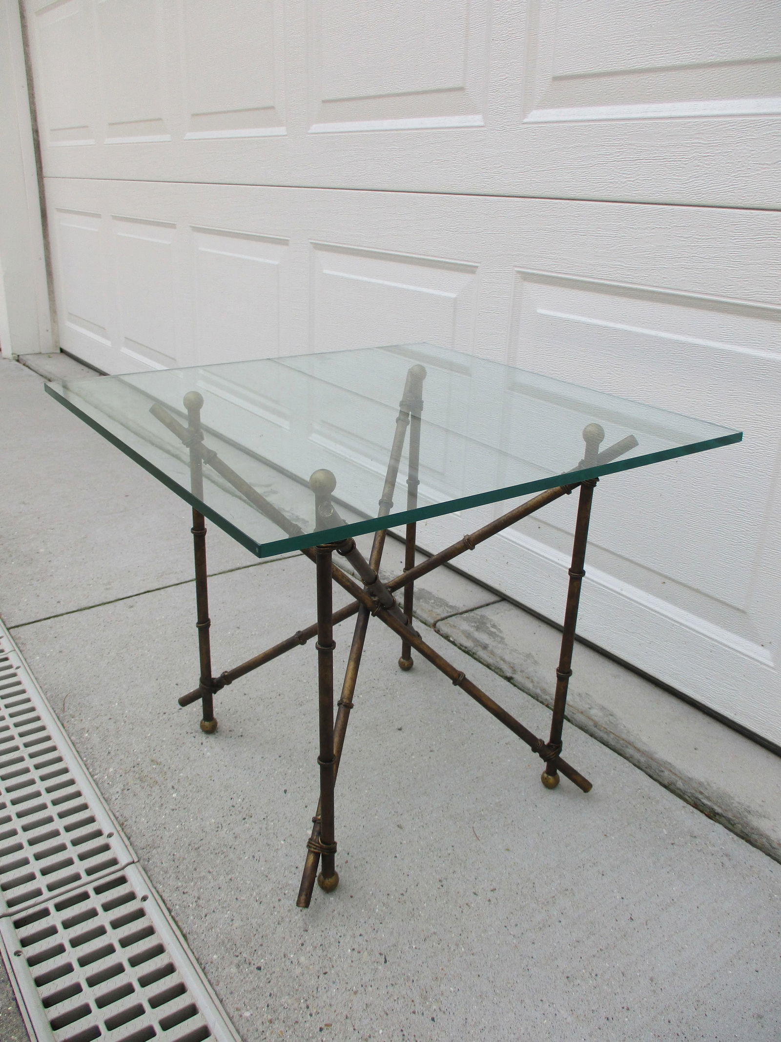 Brass and Glass Faux Bamboo Side Table - 3