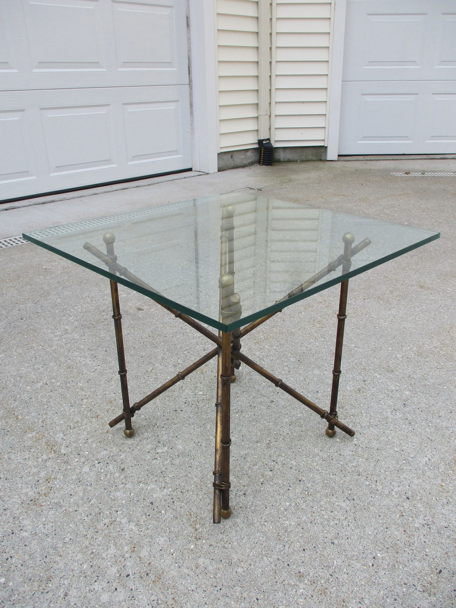 Brass and Glass Faux Bamboo Side Table - 5