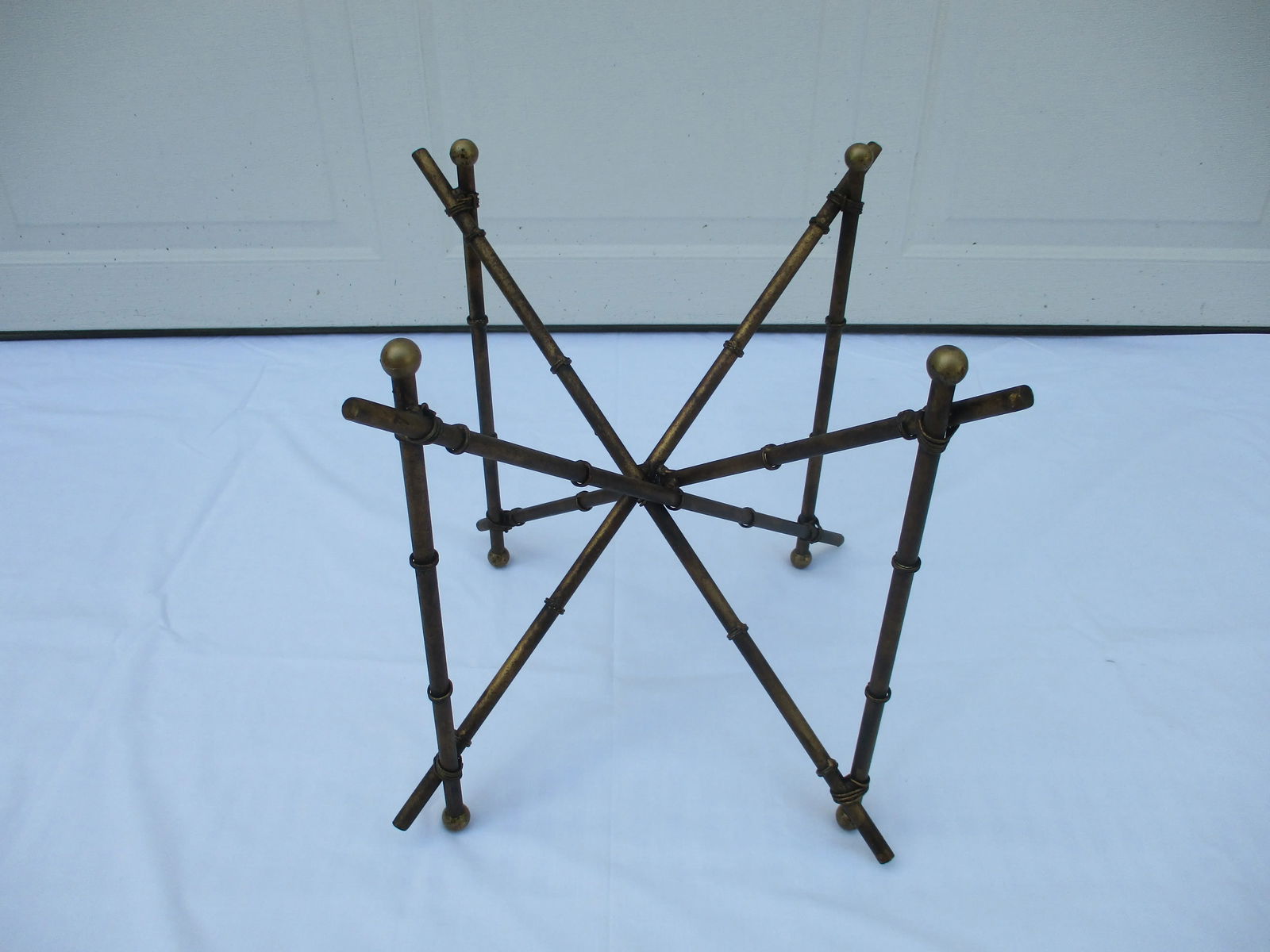 Brass and Glass Faux Bamboo Side Table - 7