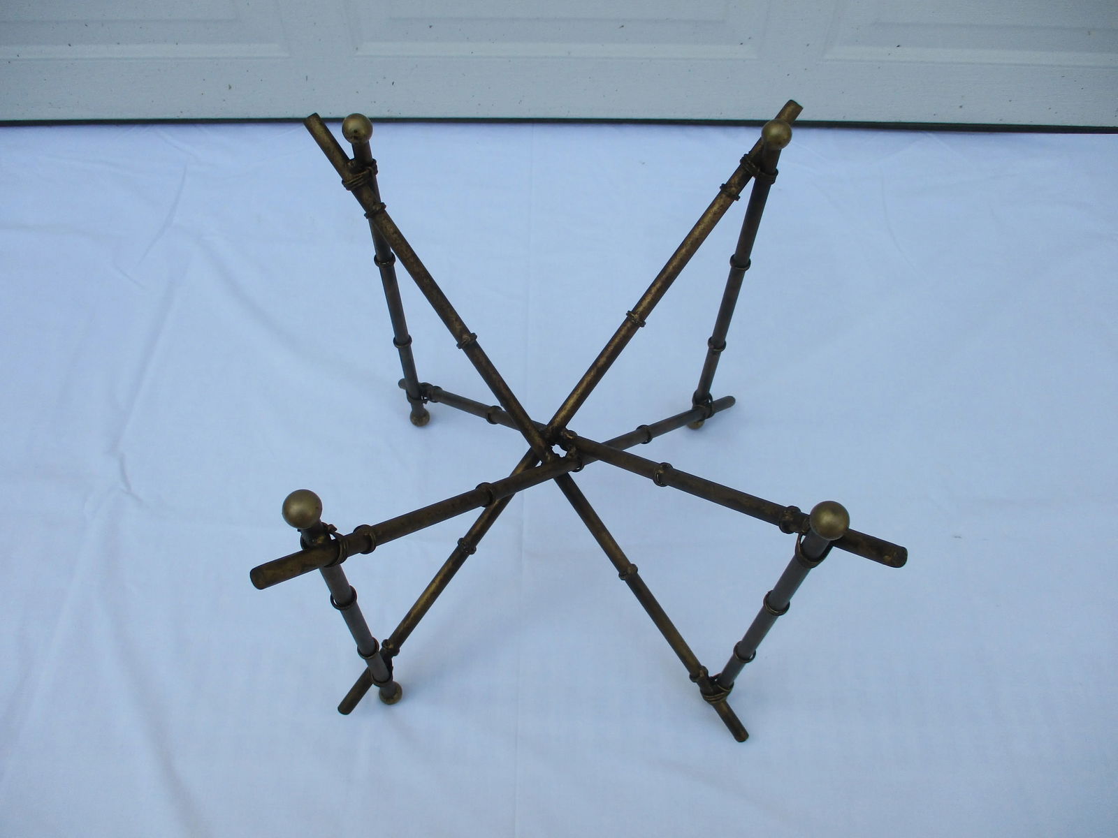 Brass and Glass Faux Bamboo Side Table - 9