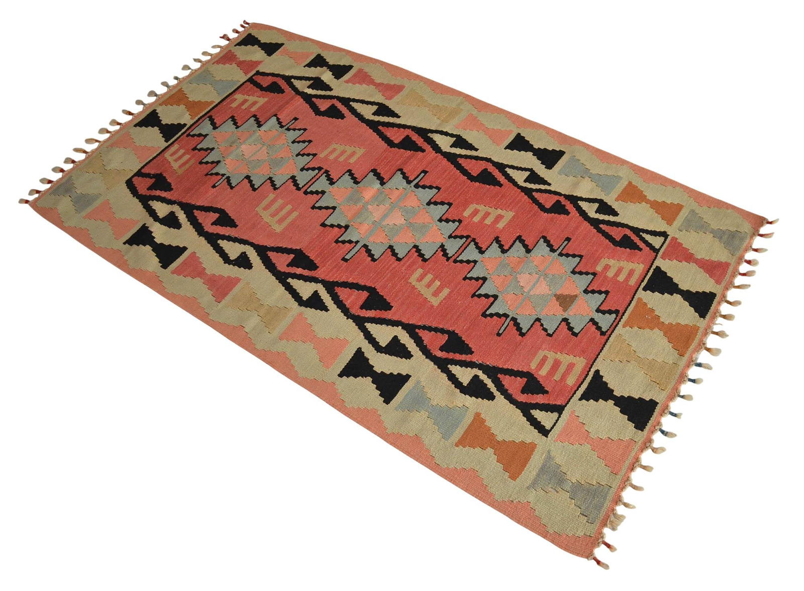 1980s Hand Woven Colorful Kilim Rug - 4