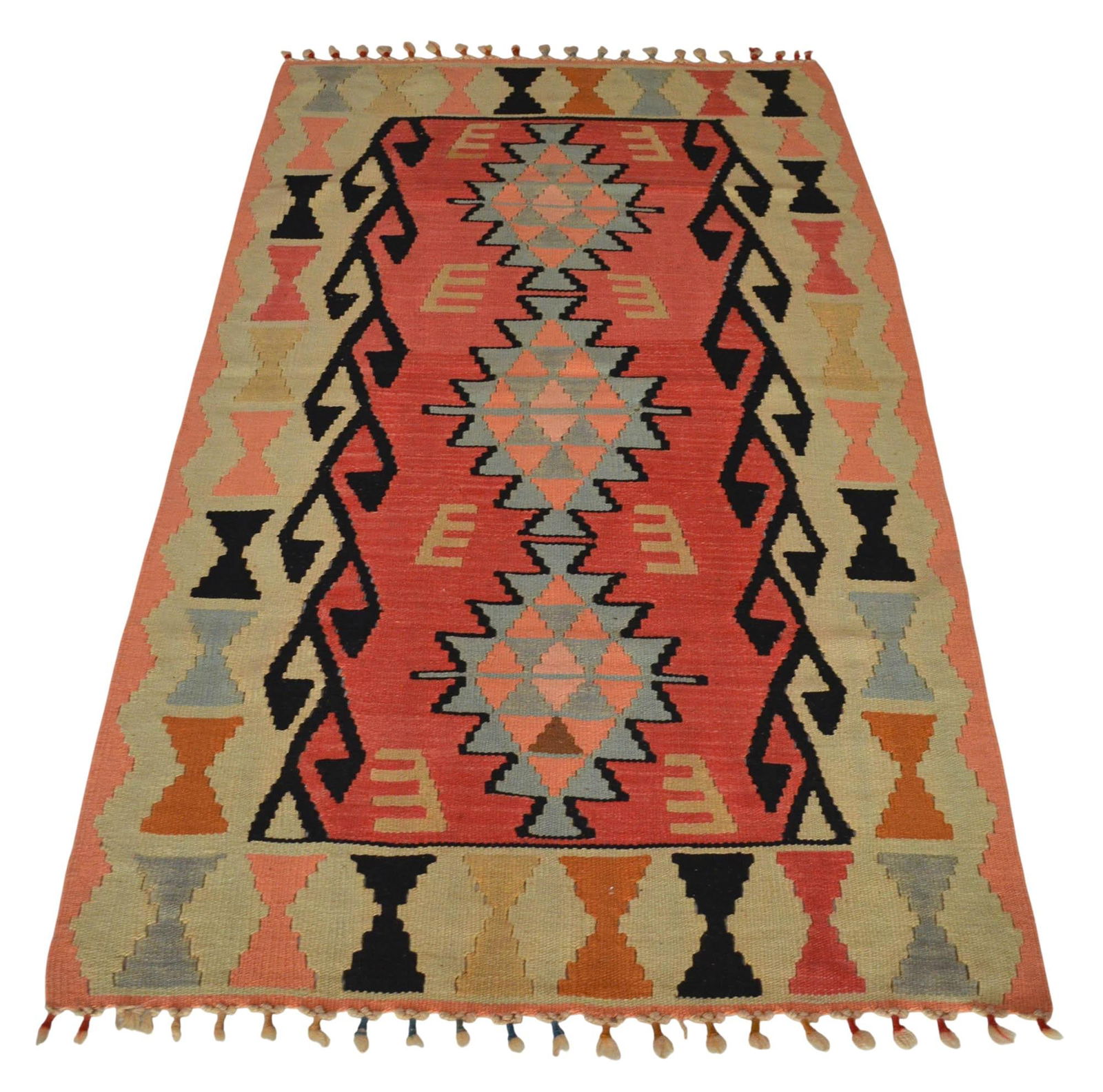 1980s Hand Woven Colorful Kilim Rug - 5