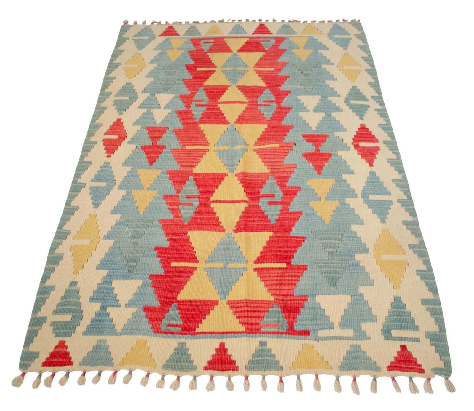1980s Handmade Rug Colorful Kilim Small Rug - 5