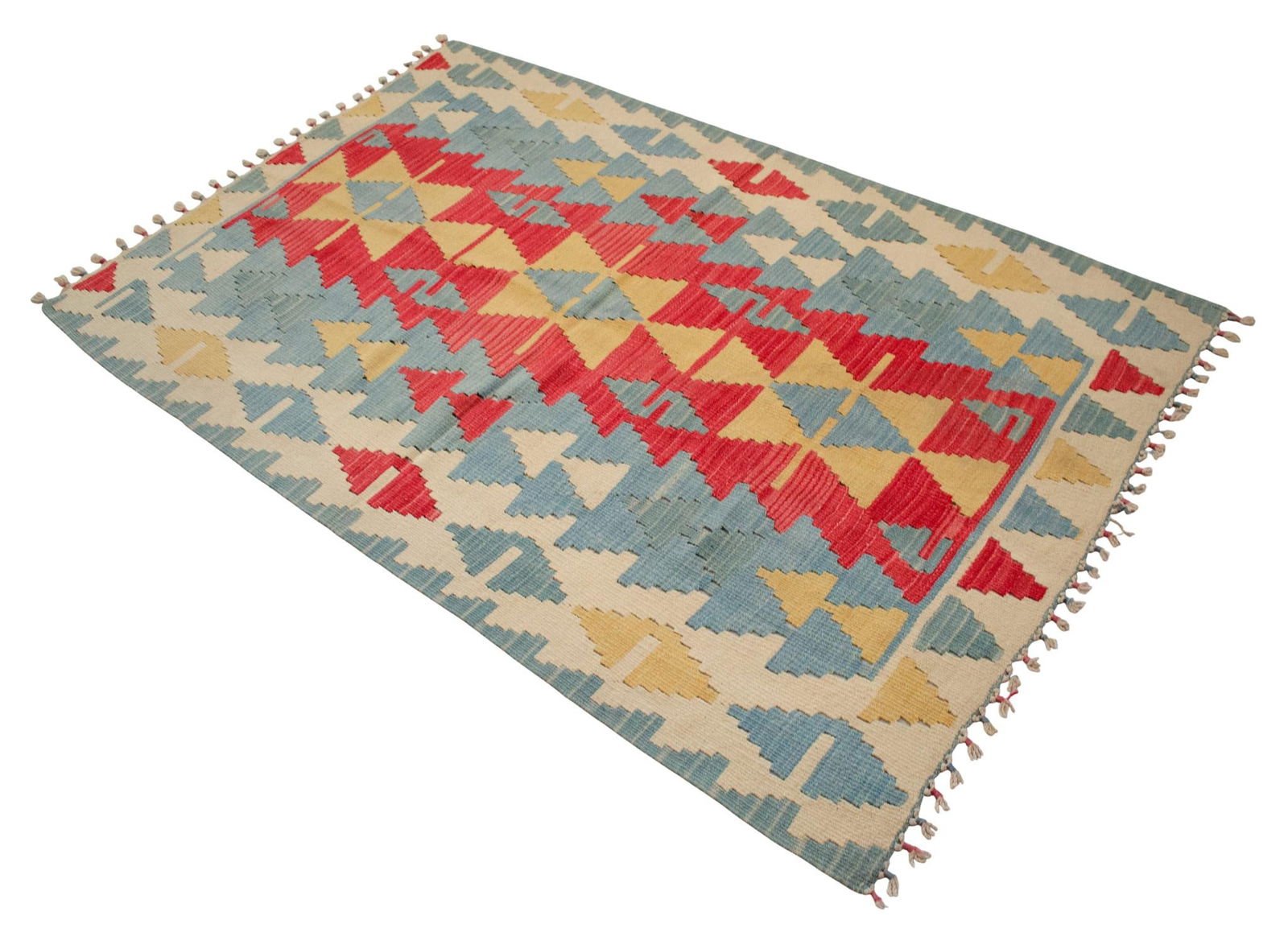 1980s Handmade Rug Colorful Kilim Small Rug - 6