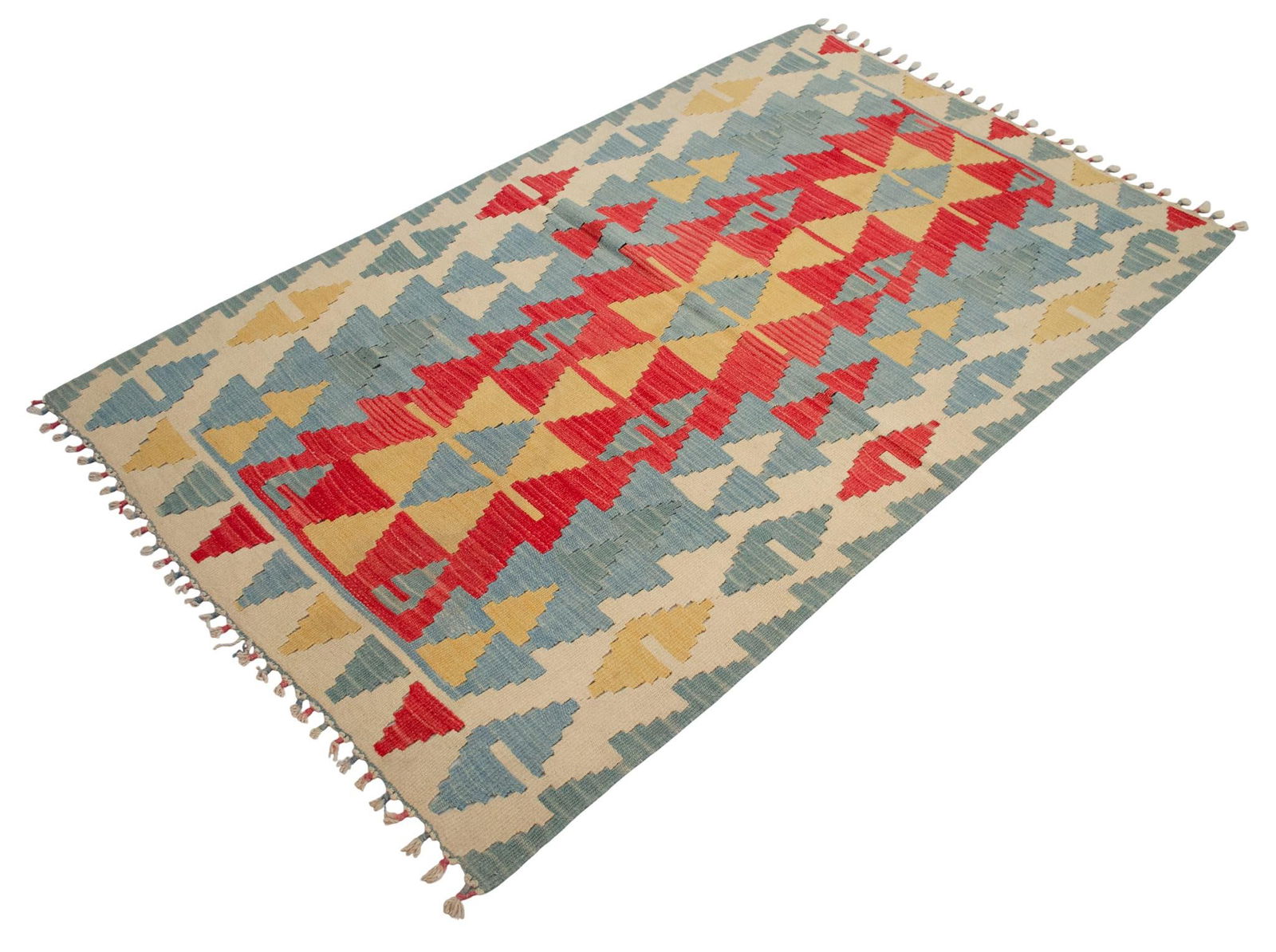 1980s Handmade Rug Colorful Kilim Small Rug - 8