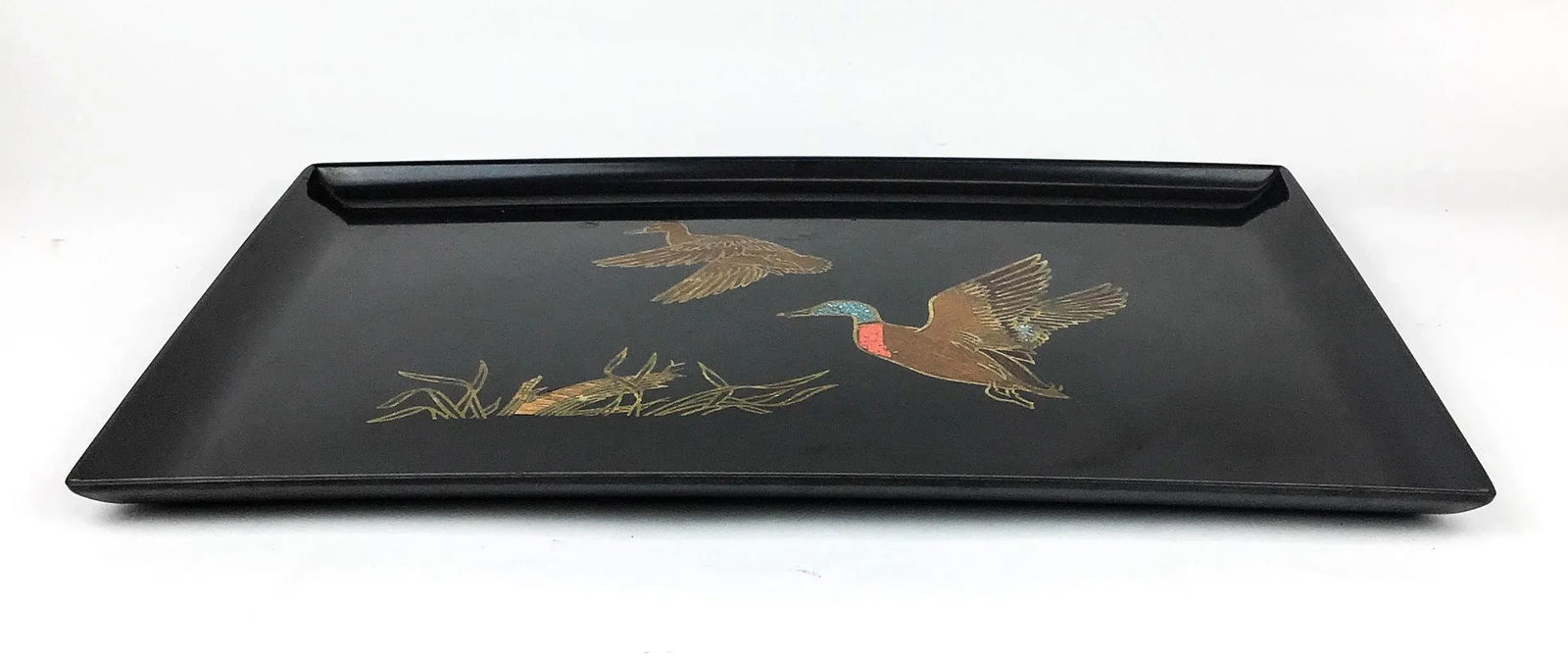Vintage Large Size Black Bakelite Mallard Duck Design Serving Tray - 2