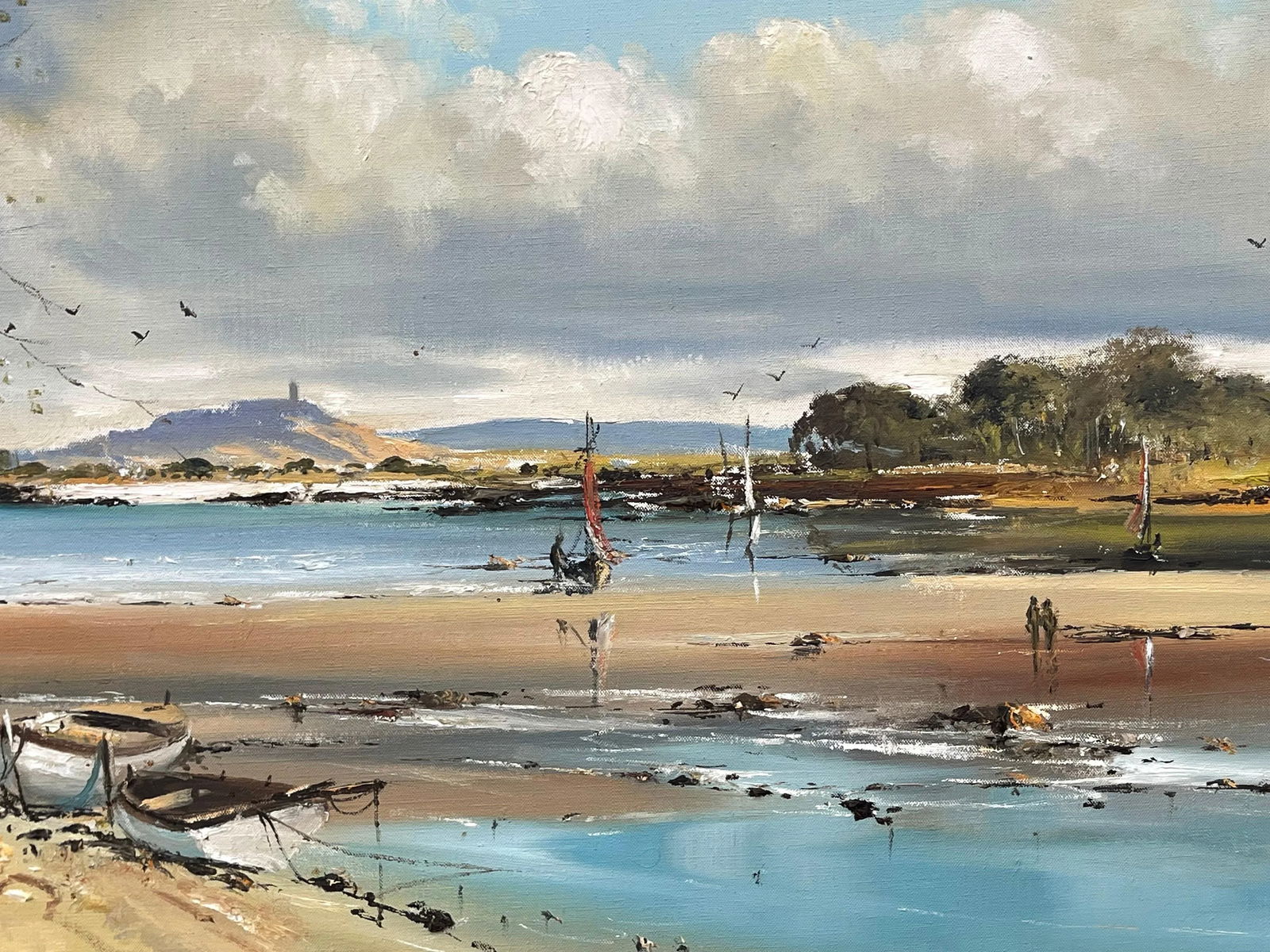 Frank Fitzsimons, Ireland Seascape Landscape with Boats & Figures by Contemporary Irish Artist, 1985 - 11