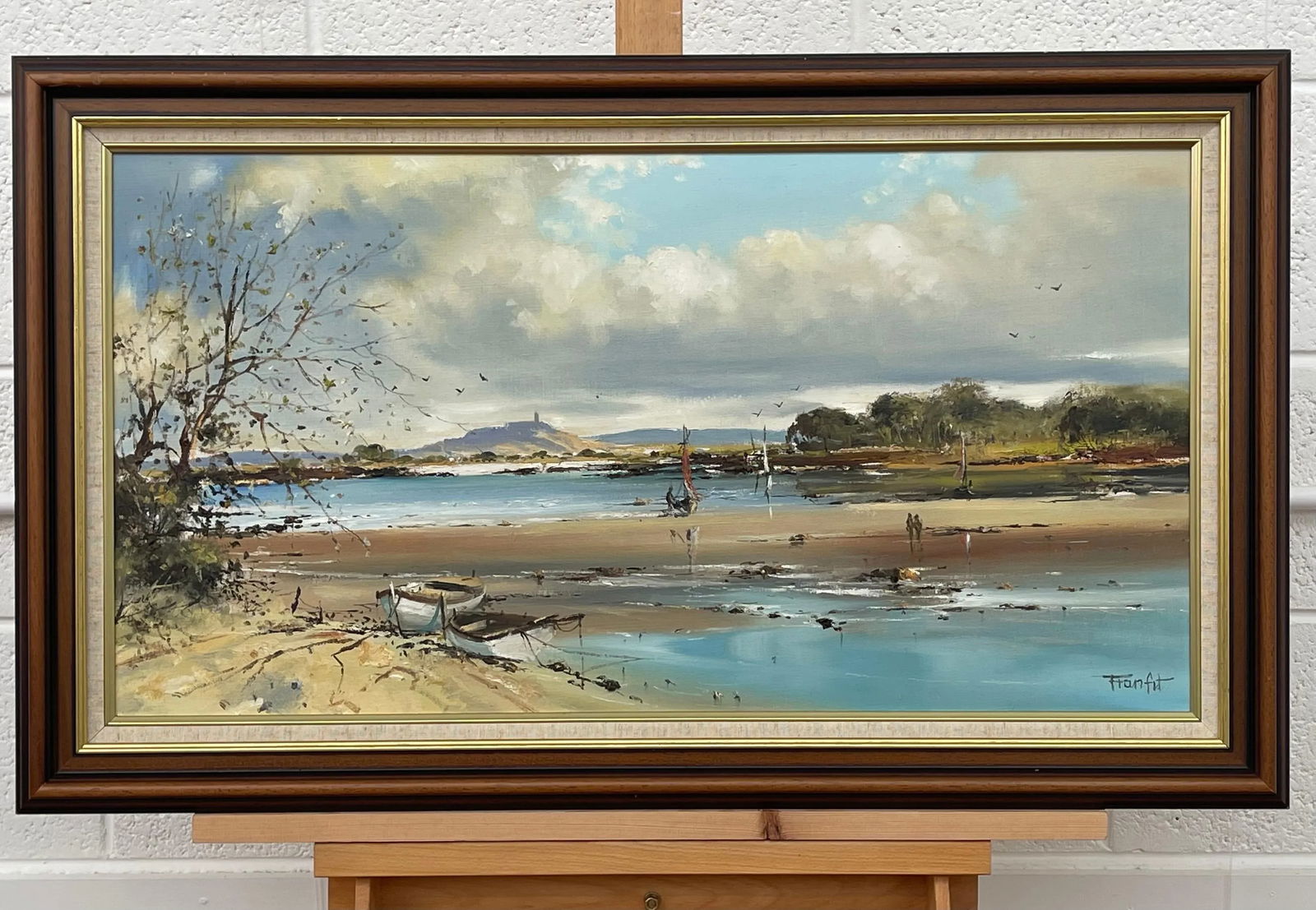 Frank Fitzsimons, Ireland Seascape Landscape with Boats & Figures by Contemporary Irish Artist, 1985 - 8