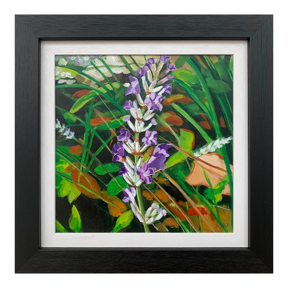 Wild Flowers in English Country Garden Colourful Painting by British Artist: Colourful painting of Wild Flowers in Sunshine in a beautiful English Country Garden by leading British Landscape Artist, Angela Wakefield. Acrylic on board, please note that the framed size is 16 x
