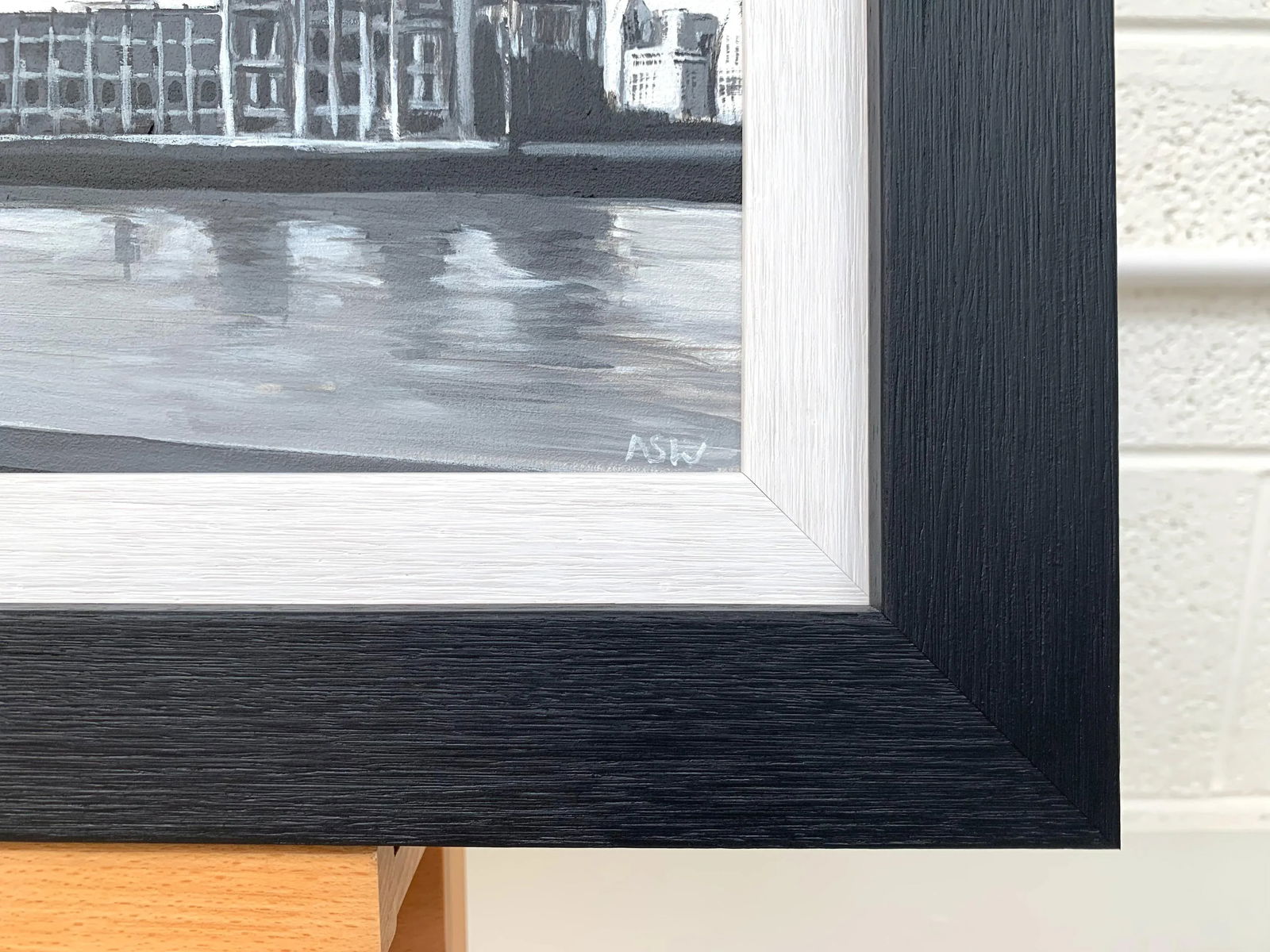 Panoramic Black & White Painting of Westminster Victoria Embankment London City, 2017 - 6