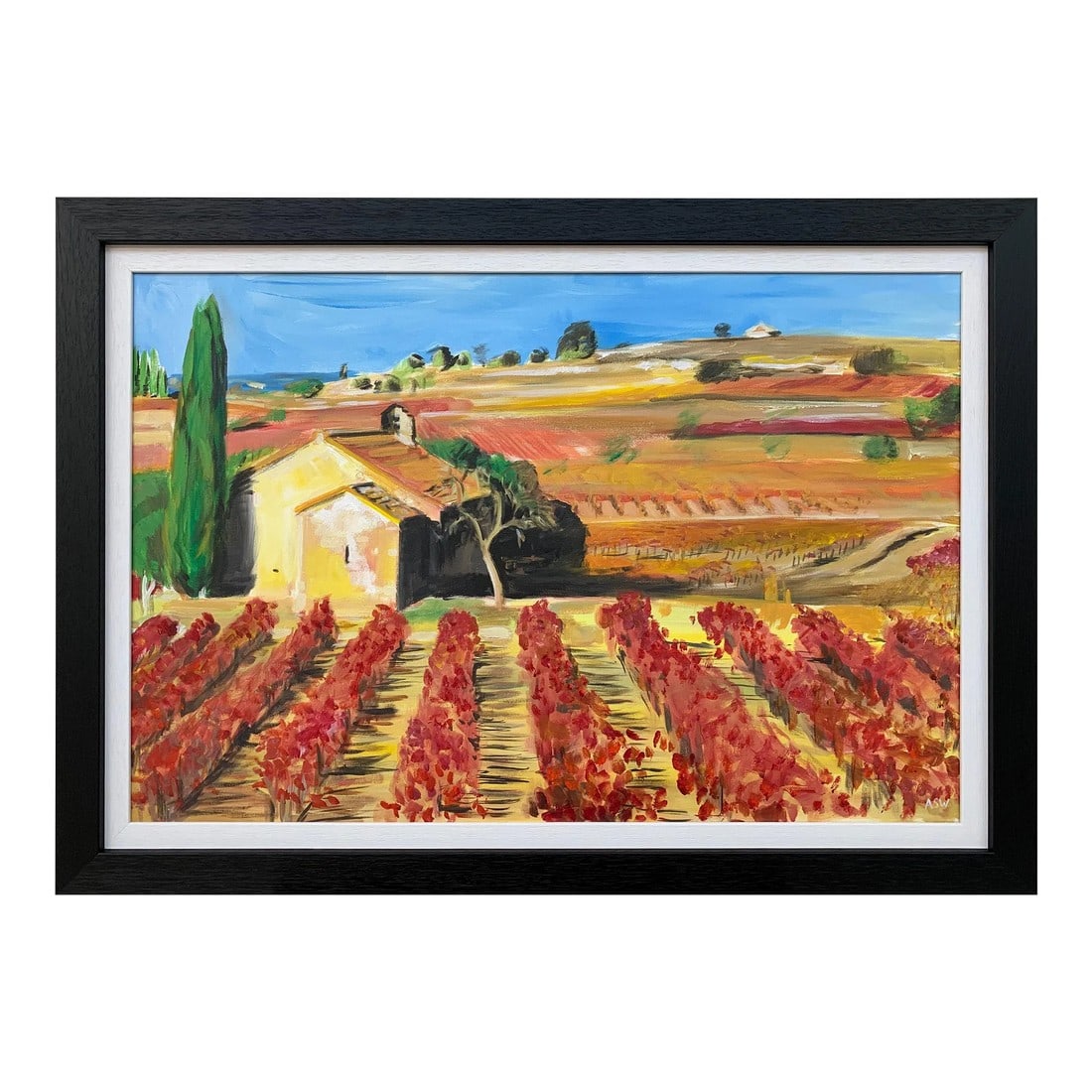Painting of Vineyard in Wine Growing Bordeaux France - Unique Original Art by Modern British Artist,: Original Painting of a Vineyard in the Wine-Growing Region of Bordeaux, France, by leading British Contemporary Landscape Artist, Angela Wakefield. During 2012, Angela embarked upon her European Serie