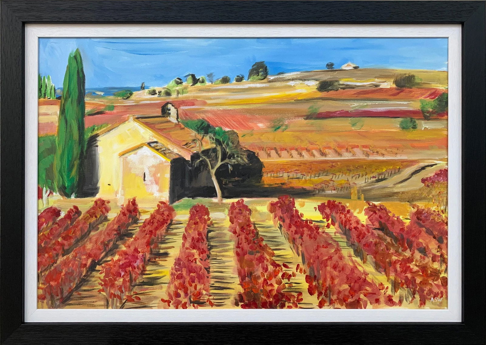 Painting of Vineyard in Wine Growing Bordeaux France - Unique Original Art by Modern British Artist, - 9