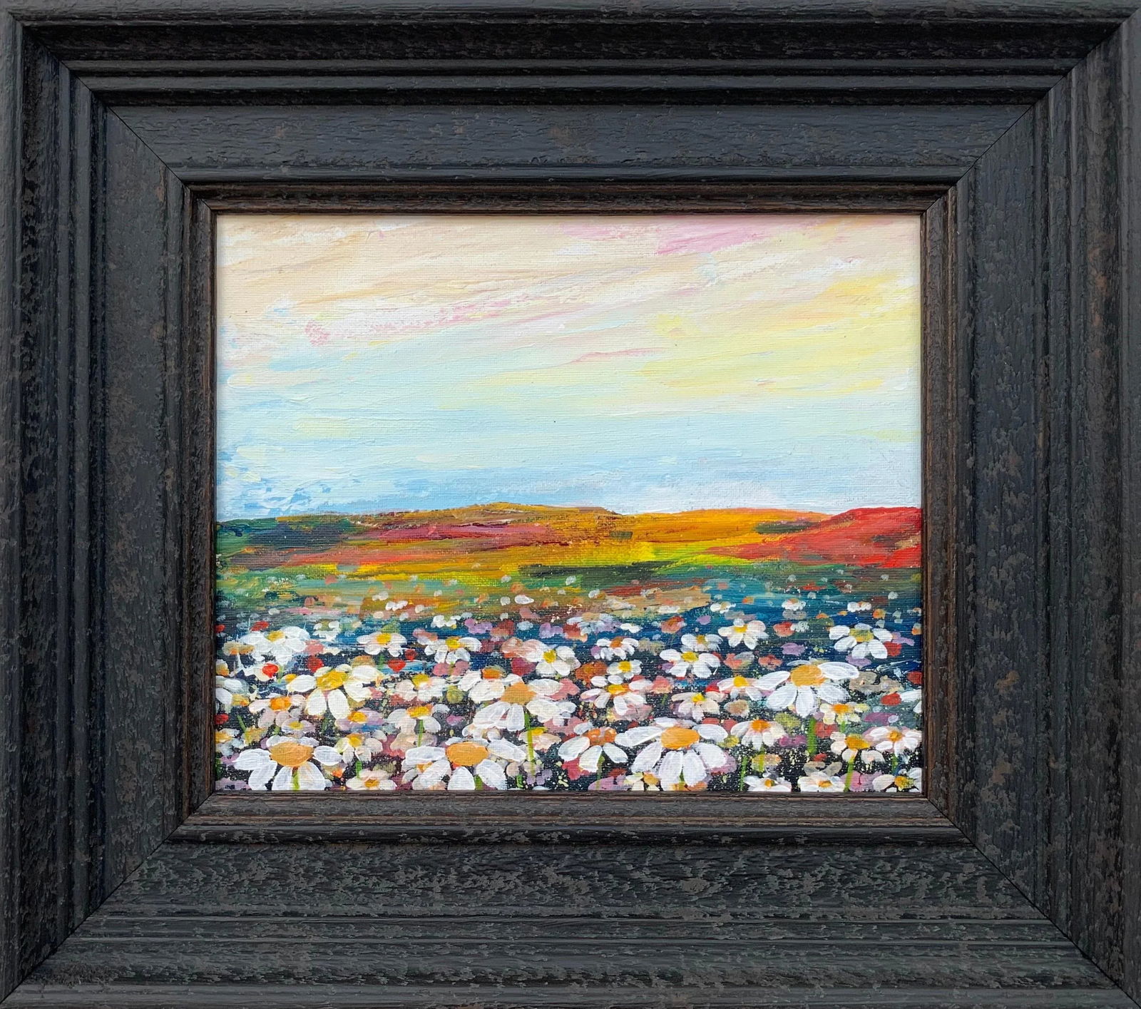 Angela Wakefield, Wild Daisy Flowers English Countryside Landscape Painting by Contemporary Artist, - 11