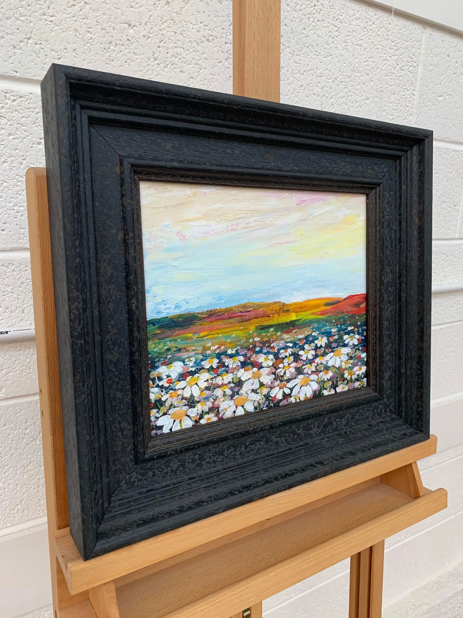 Angela Wakefield, Wild Daisy Flowers English Countryside Landscape Painting by Contemporary Artist, - 2