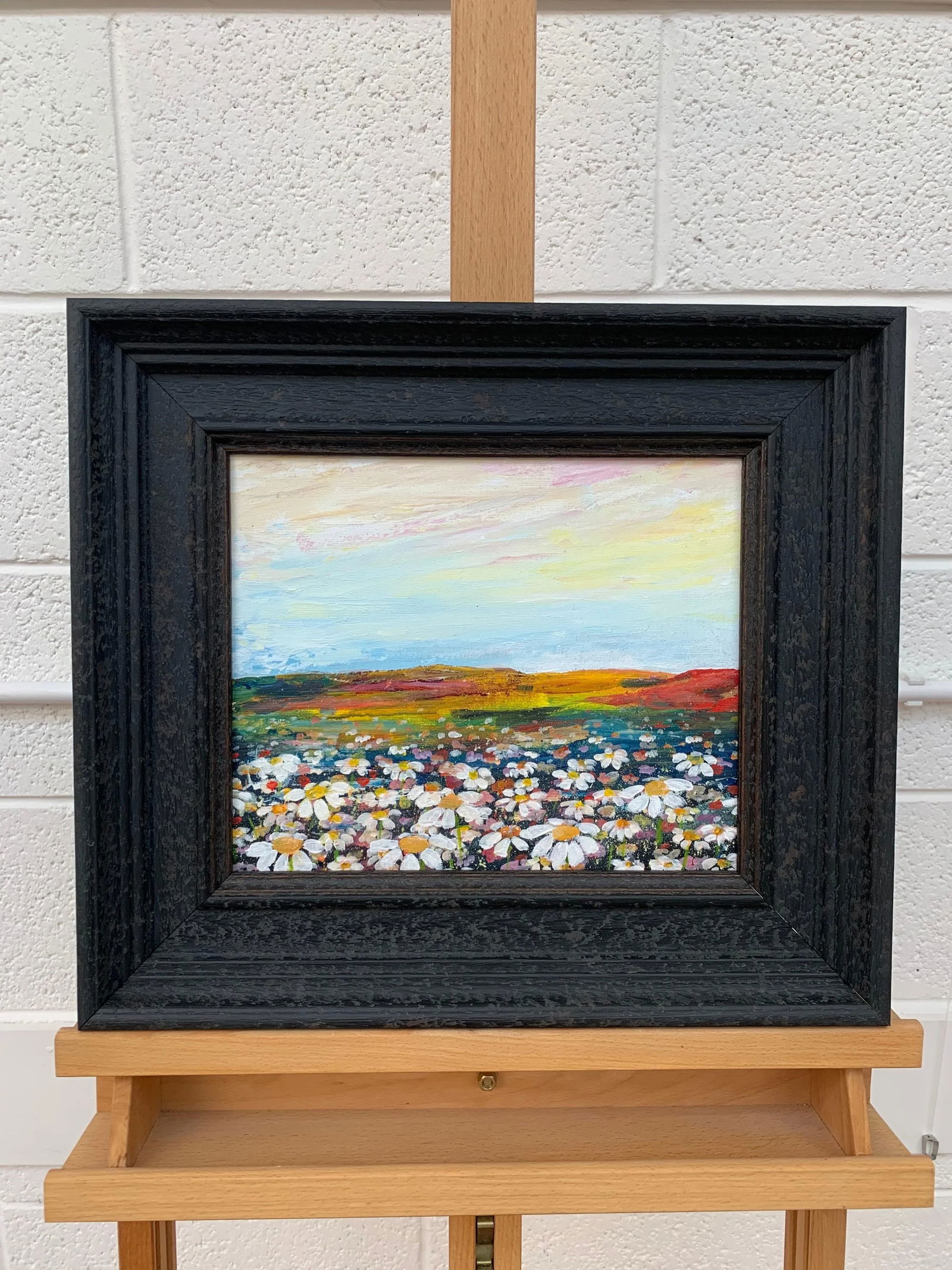 Angela Wakefield, Wild Daisy Flowers English Countryside Landscape Painting by Contemporary Artist, - 3