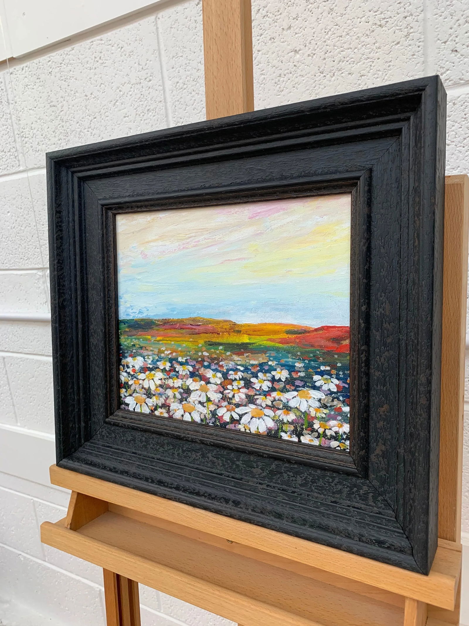 Angela Wakefield, Wild Daisy Flowers English Countryside Landscape Painting by Contemporary Artist, - 4