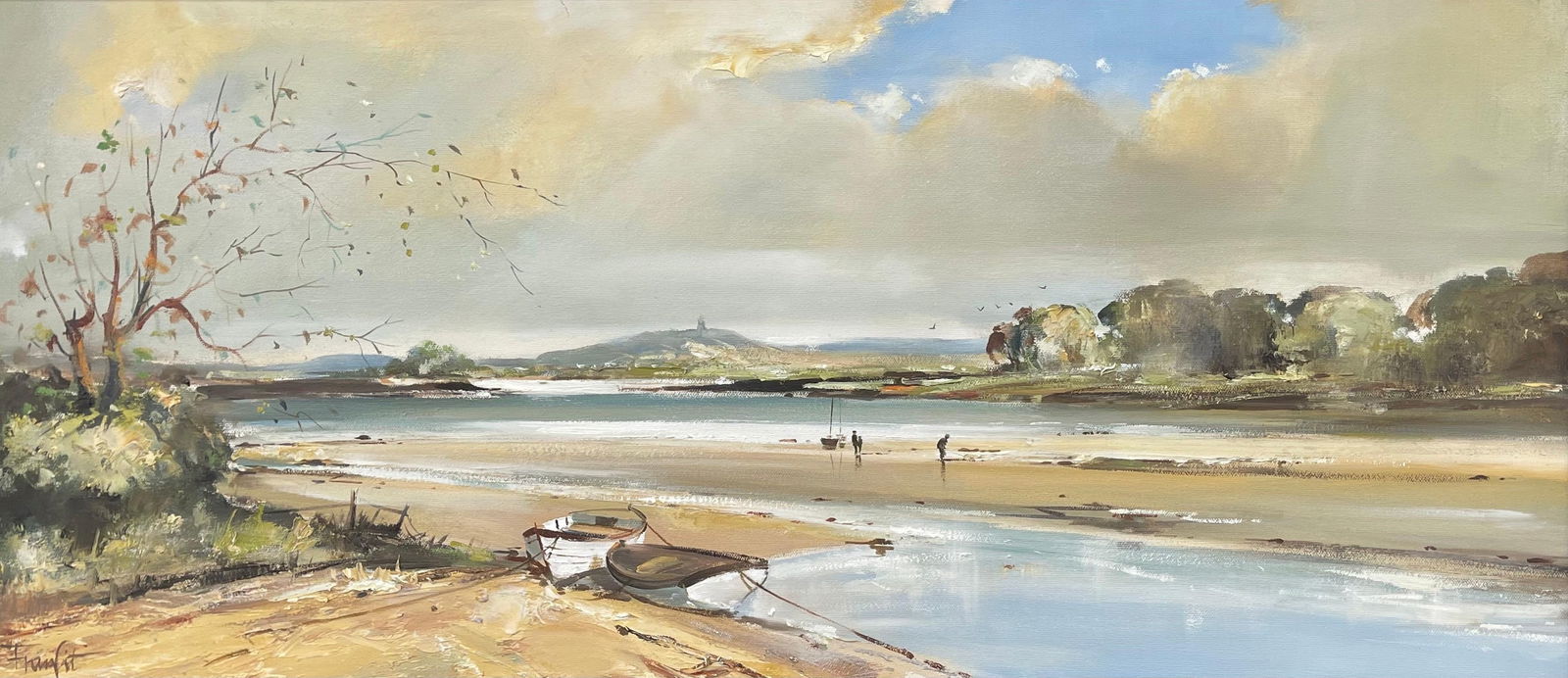 Frank Fitzsimons, Ireland Seascape Landscape with Boats & Figures by Contemporary Irish Artist, 1985 - 11