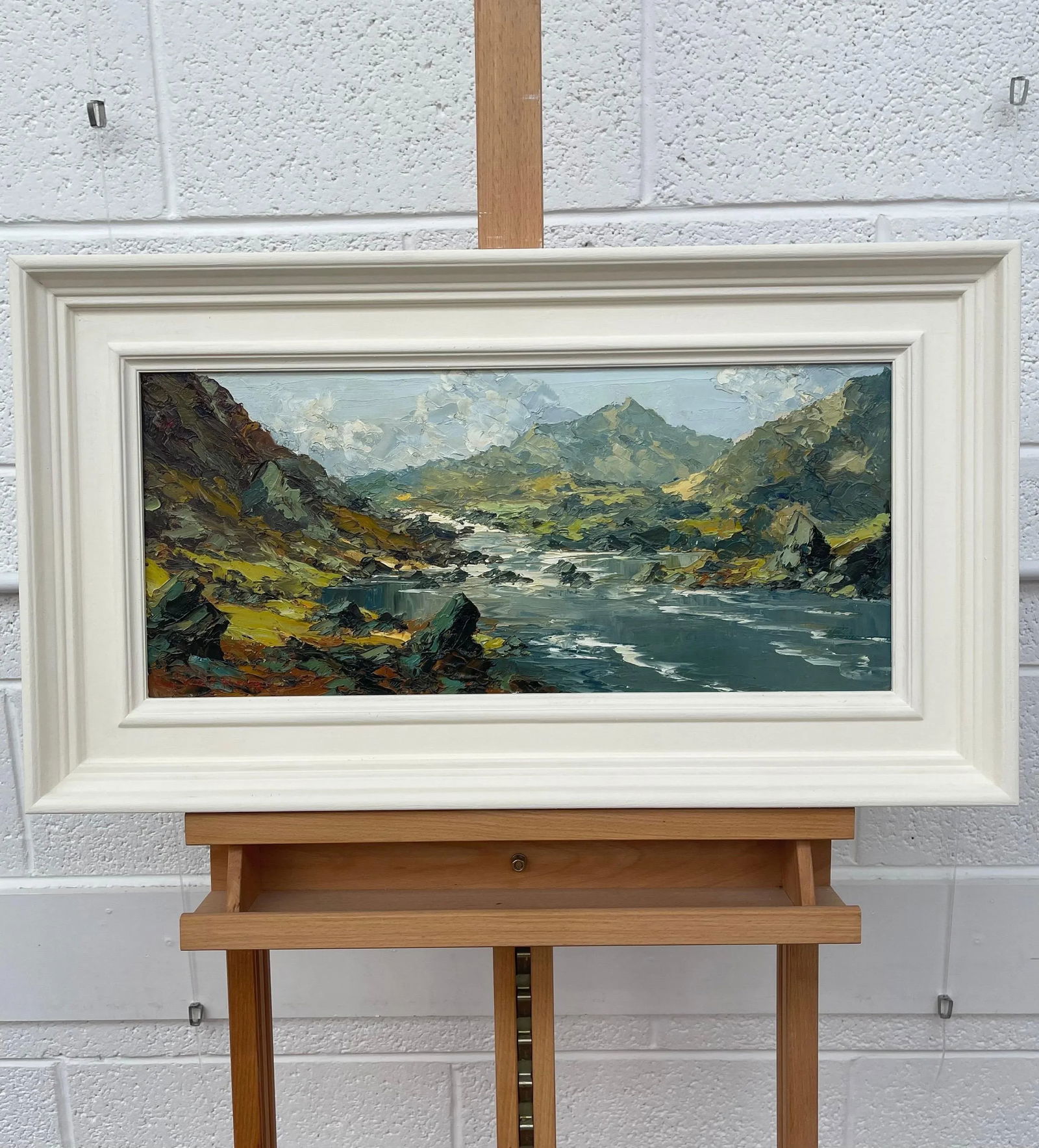 Charles Wyatt Warren, Impasto Oil Painting of River Mountain Scene in Wales by British Artist, Mid-2 - 3