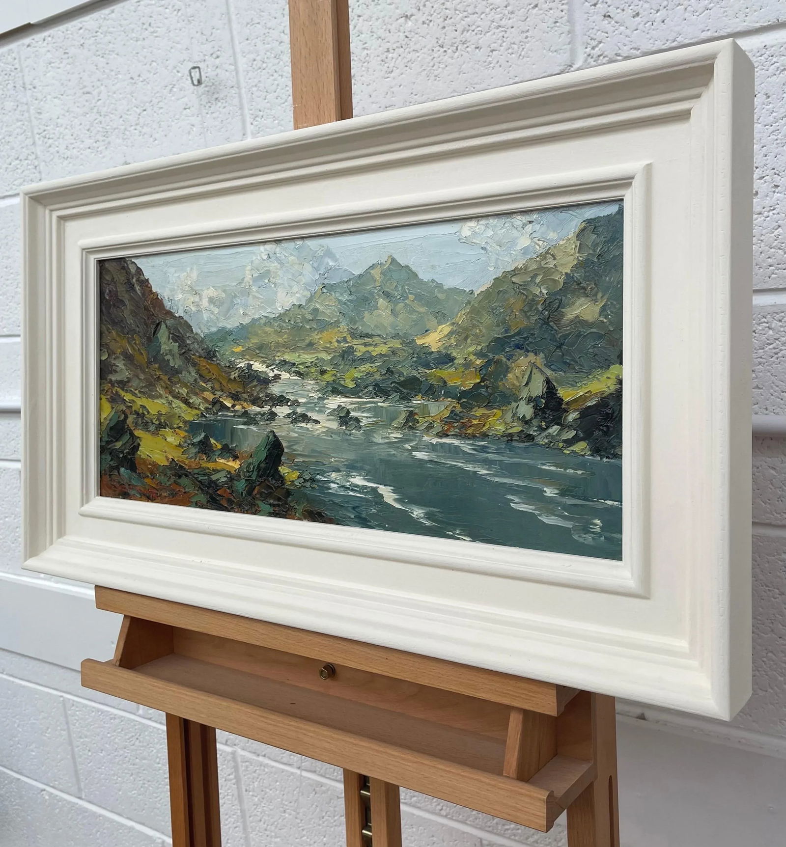 Charles Wyatt Warren, Impasto Oil Painting of River Mountain Scene in Wales by British Artist, Mid-2 - 4