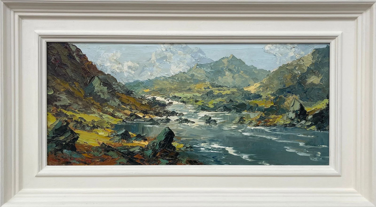 Charles Wyatt Warren, Impasto Oil Painting of River Mountain Scene in Wales by British Artist, Mid-2 - 7
