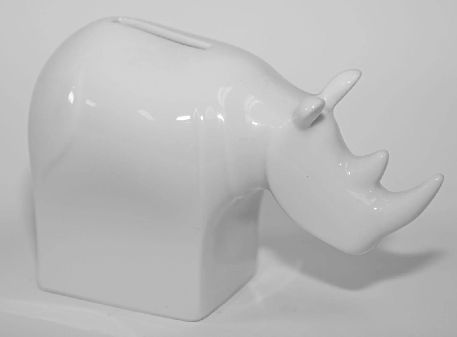 Dansk Modernist White Porcelain Rhinoceros Bank - 3